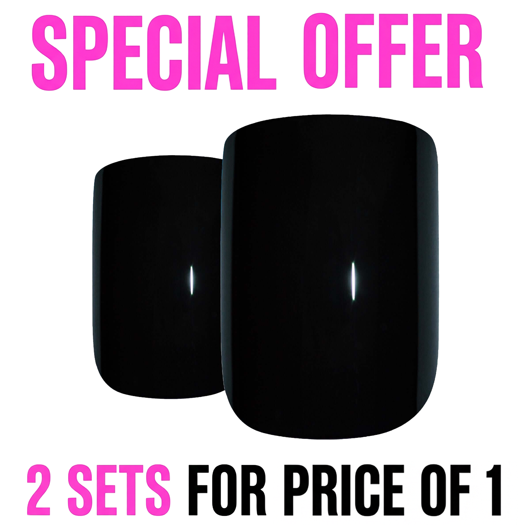 False Nails Bling Art Black Polished French Manicure Fake Medium Tips with Glue