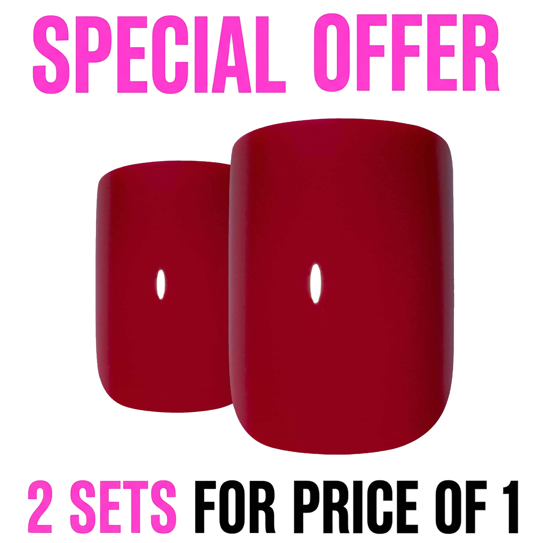 False Nails by Bling Art Red Polished French Manicure Fake Medium Tips with Glue