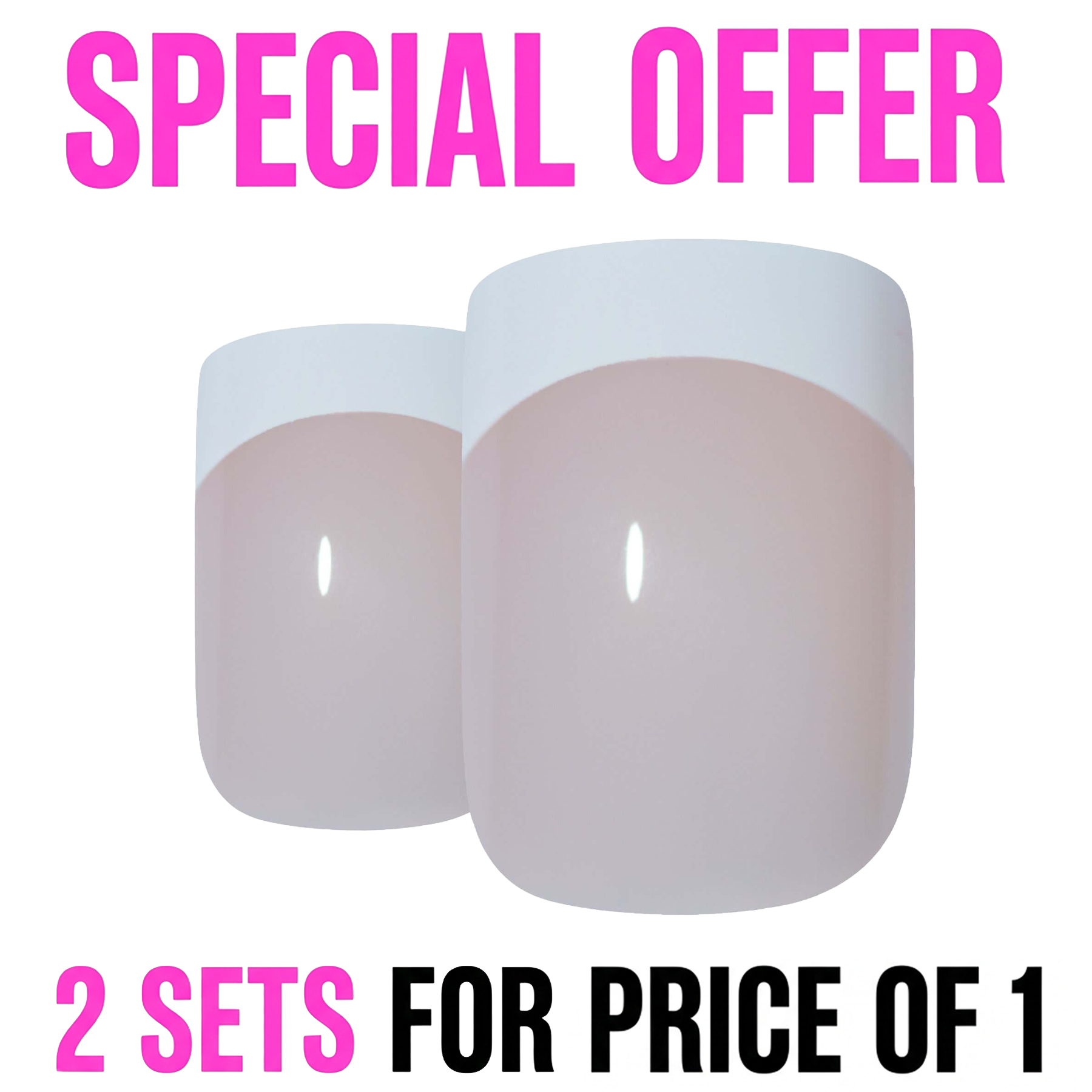 False Nails by Bling Art White French Manicure Fake Medium Tips with Glue