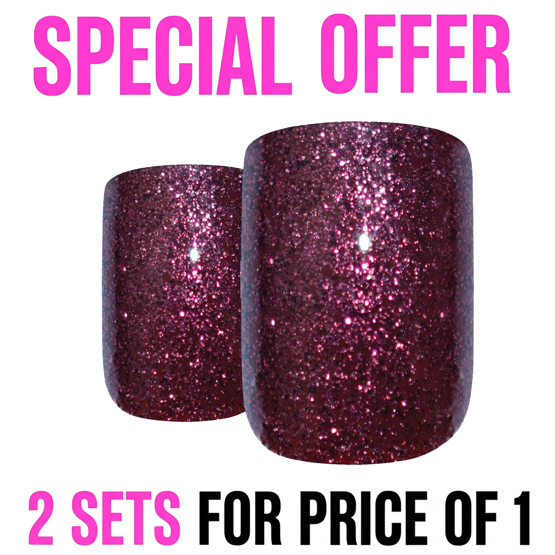 False Nails by Bling Art Red Brown Gel French Squoval 24 Fake Medium Tips