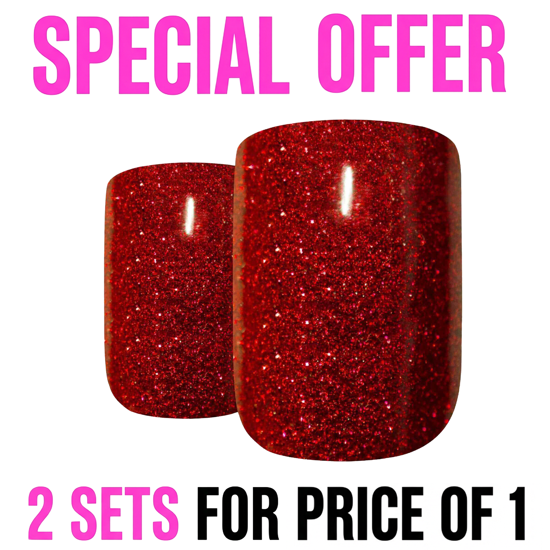 False Nails by Bling Art Red Gel French Manicure Fake Medium Tips with Glue