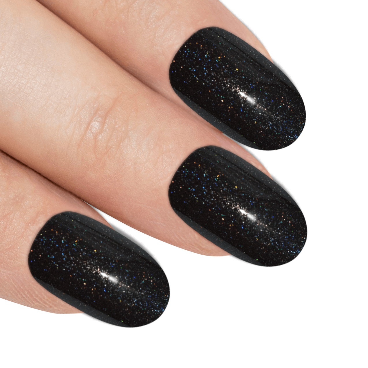 False Nails by Bling Art Black Gel Oval Medium 24 Fake Acrylic Tips