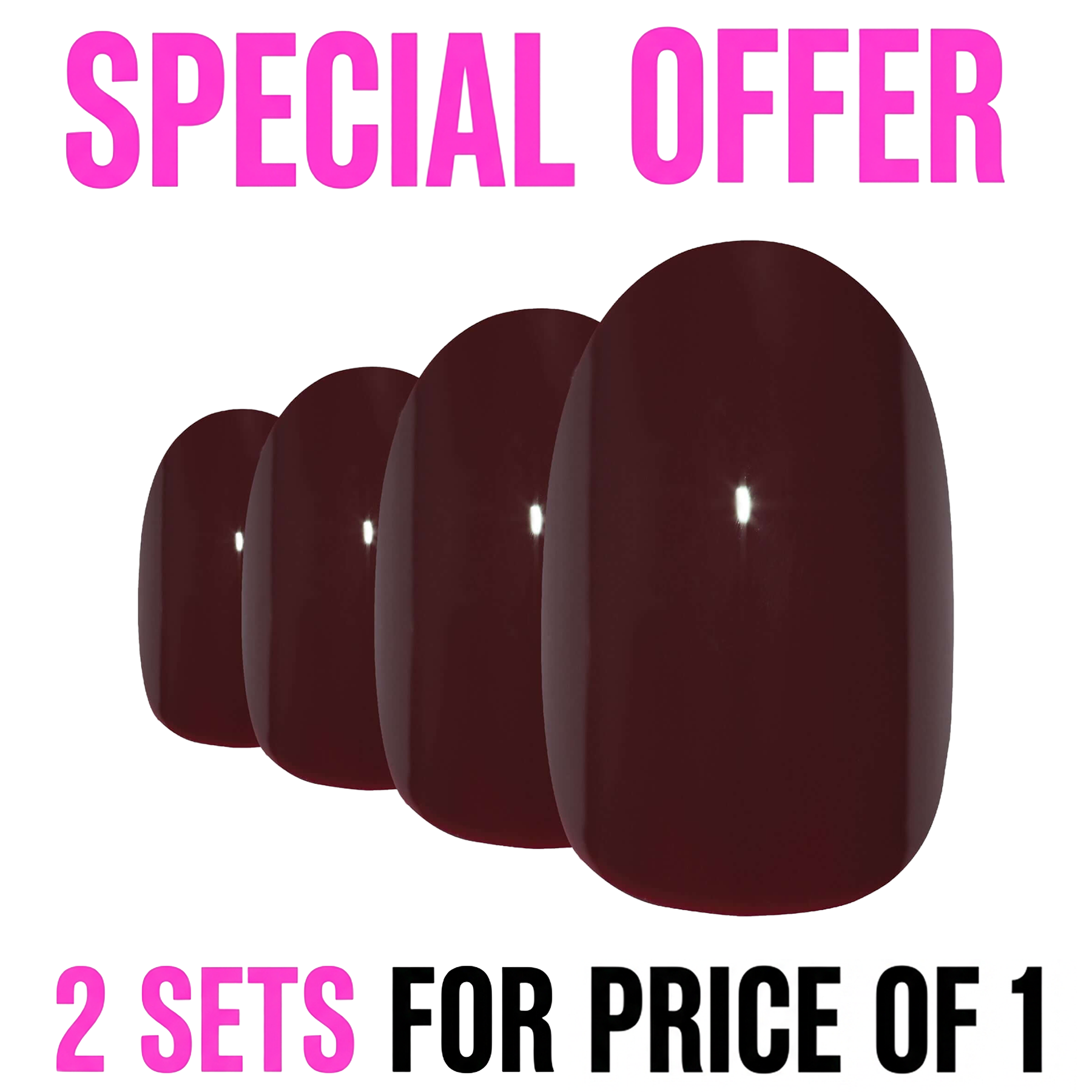 False Nails by Bling Art Red Brown Polished Oval Medium Fake Acrylic Nail Tips