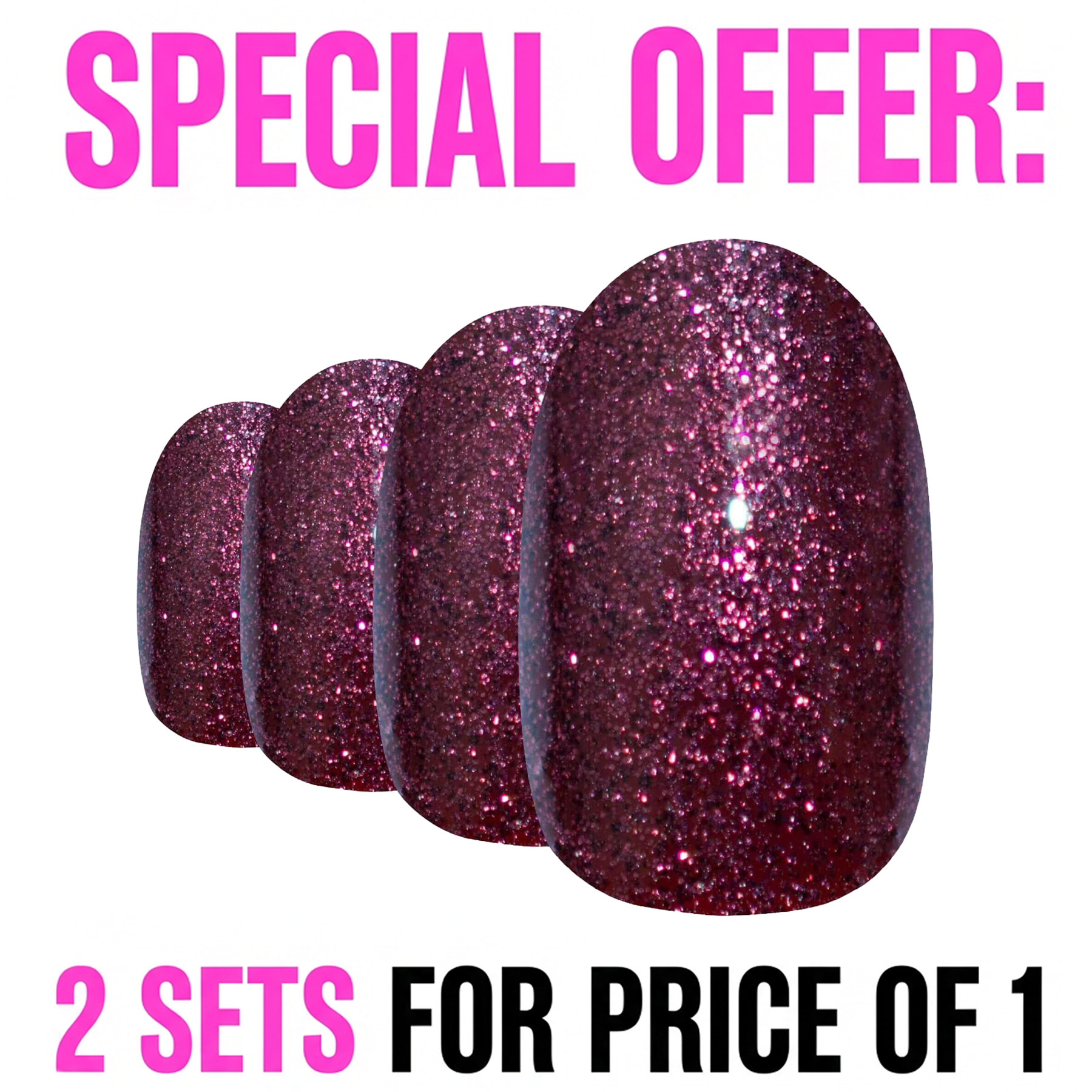 False Nails by Bling Art Red Brown Gel Oval Medium  Acrylic Tips with Glue