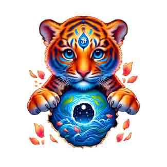 Tiger Cubs Spiritual Tribal Tattoo Art - Digital Design (PNG, JPEG, SVG) - Instant Download for Tattoos, T-Shirts, Wall Art