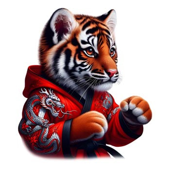 Tiger Martial Arts Tribal Tattoo Art - Digital Design (PNG, JPEG, SVG) - Instant Download for Tattoos, T-Shirts, Wall Art