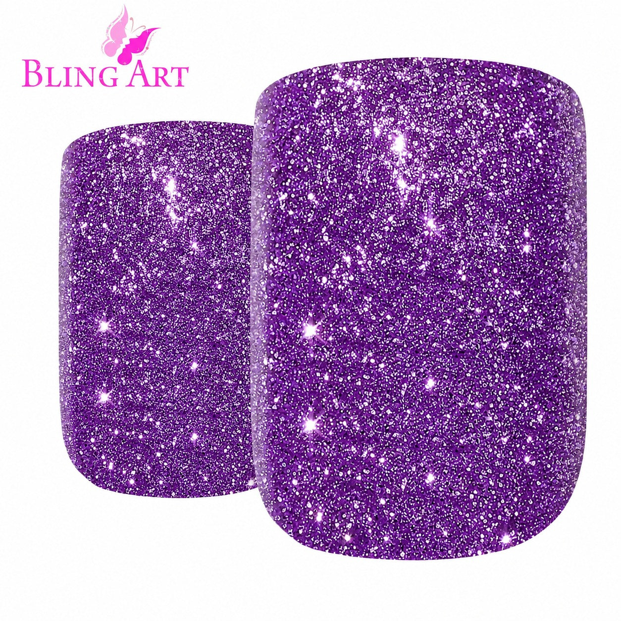 False Nails by Bling Art Purple Lilac Gel French Manicure Fake Medium Tips