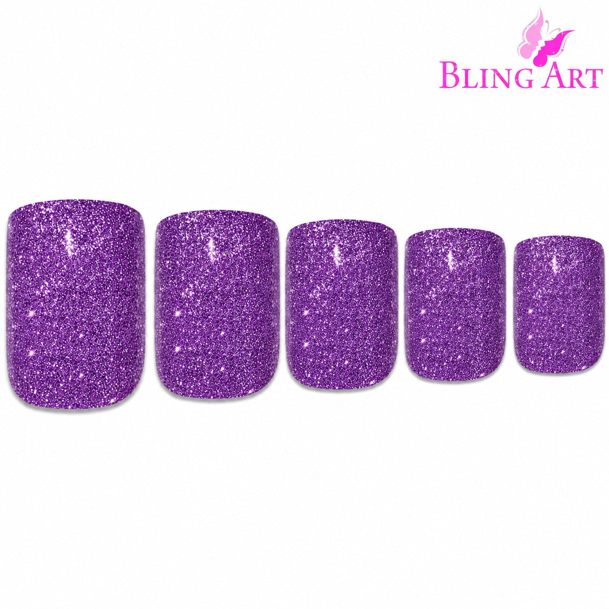 False Nails by Bling Art Purple Lilac Gel French Manicure Fake Medium Tips