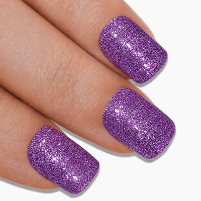 False Nails by Bling Art Purple Lilac Gel French Manicure Fake Medium Tips