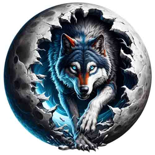 Moon Wolf Tribal Tattoo Art - Digital Design (PNG, JPEG, SVG) - Instant Download for Tattoos, T-Shirts, Wall Art