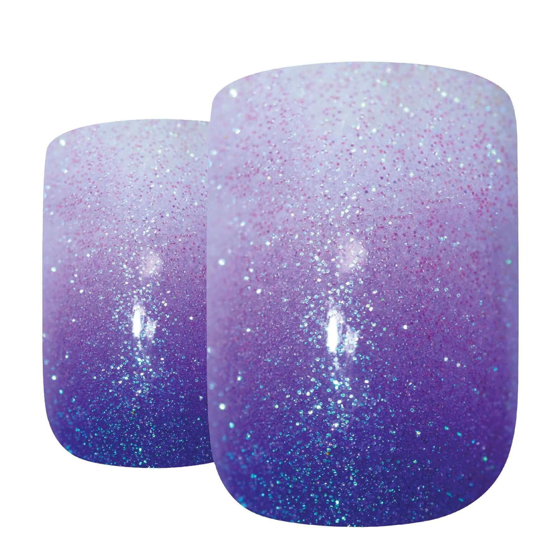 False Nails by Bling Art Purple Gel Ombre French Squoval 24 Fake Medium Tips