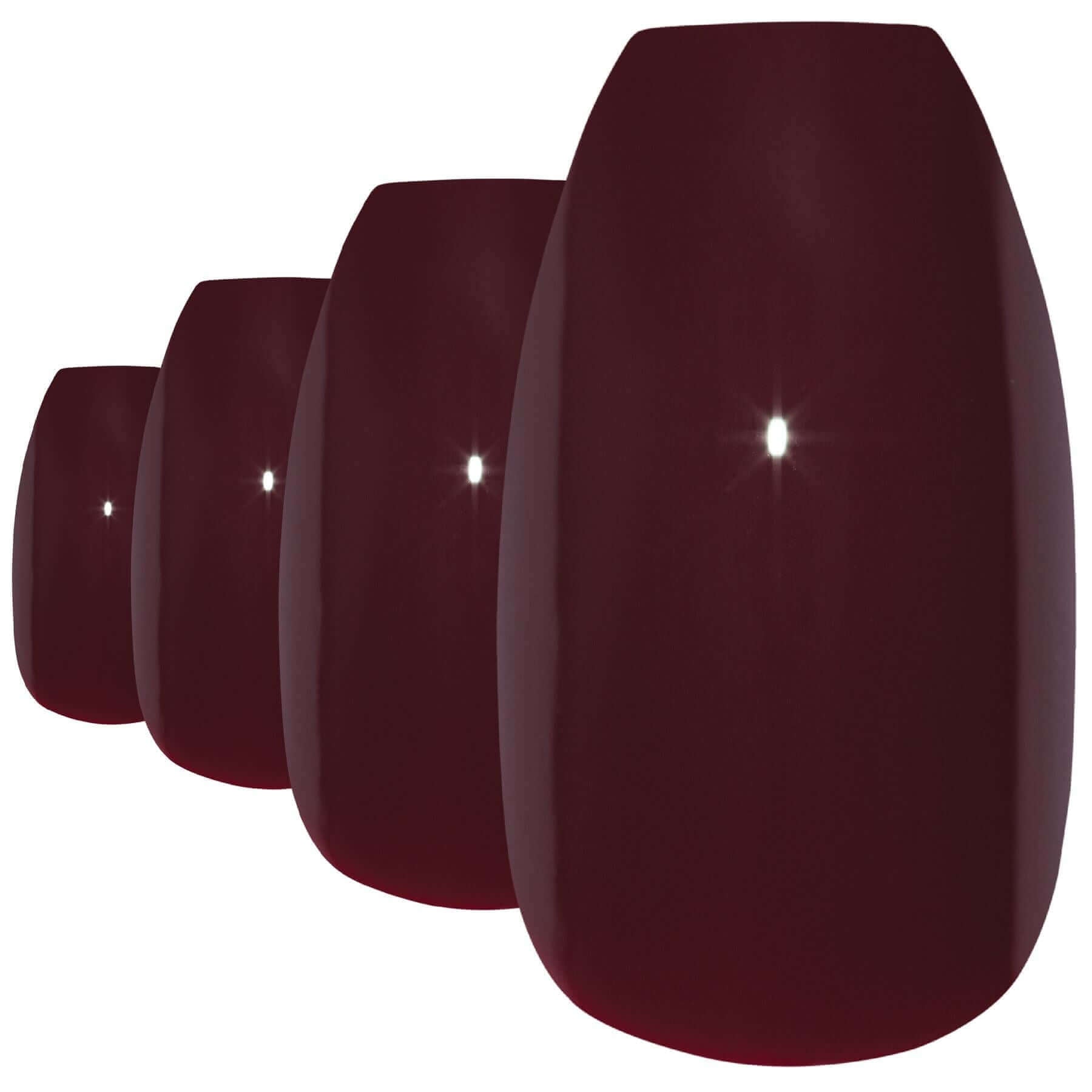 Multipack - False Nails by Bling Art Red Brown Polished Ballerina Long Medium Fake Tips