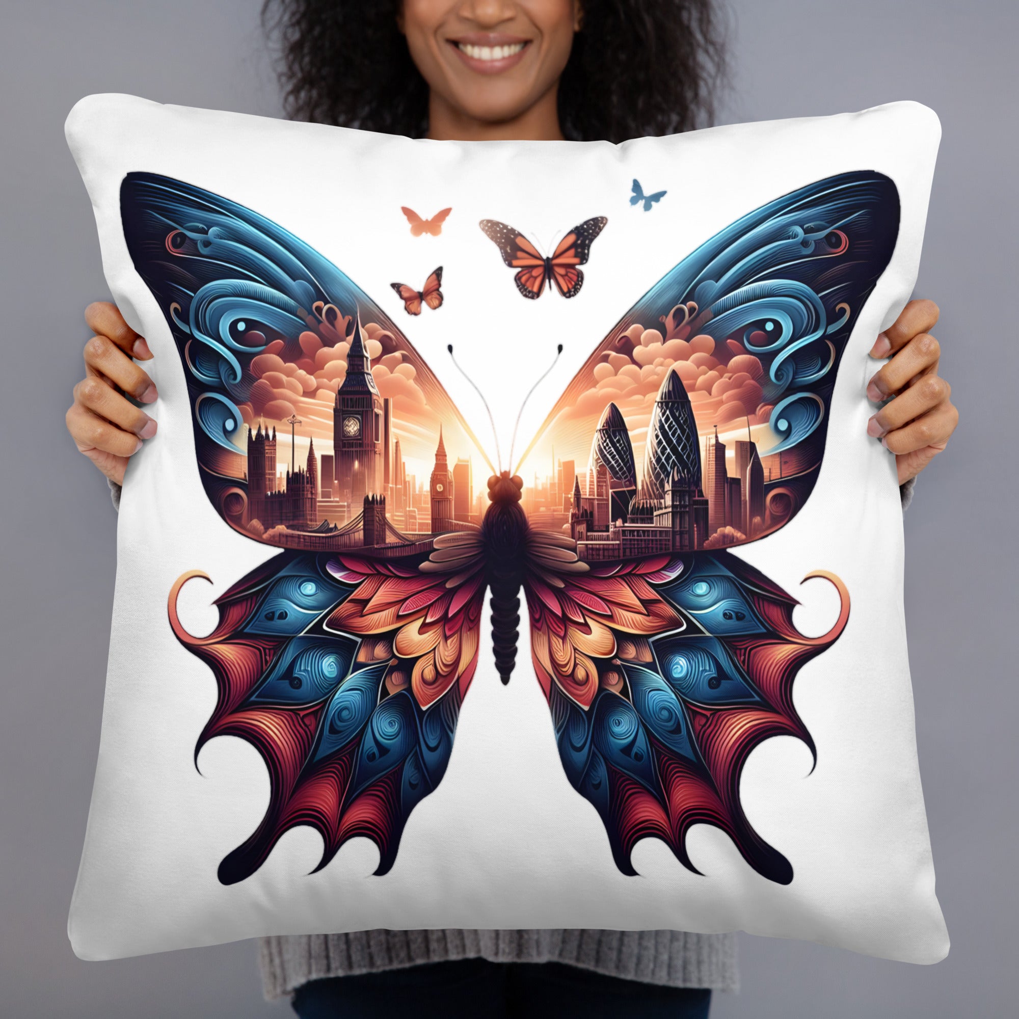 London Butterfly Cushion: City Pillow Design for Home Decor and Lifestyle