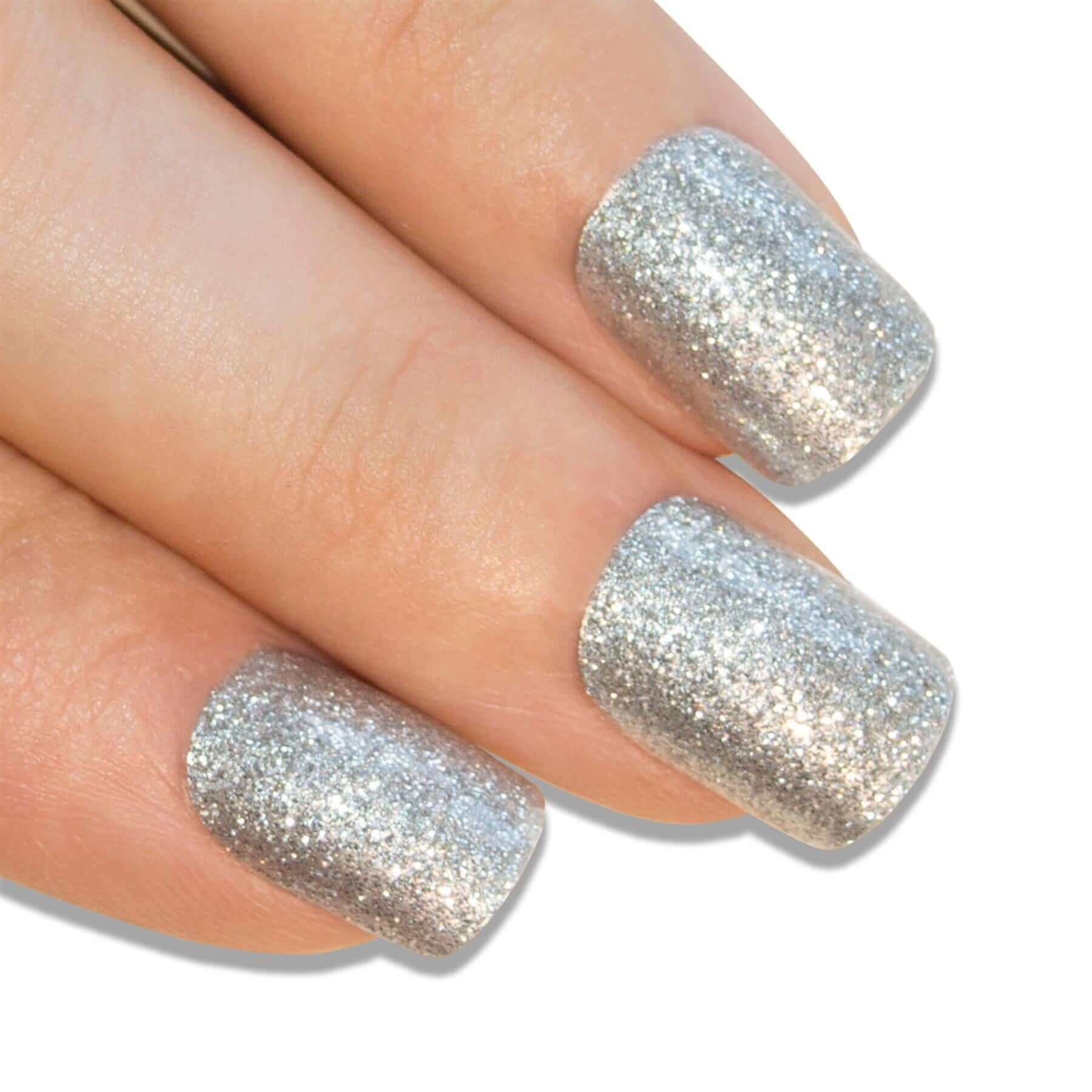 False Nails by Bling Art Silver Gel French Squoval 24 Fake Medium Acrylic Tips