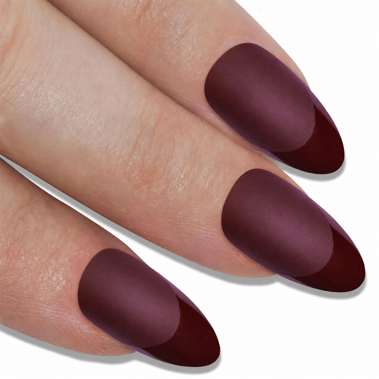 Brown matte almond stiletto Bling Art press-on nails — full-hand reveal showing all 24 nails for autumnal seasonal wear.