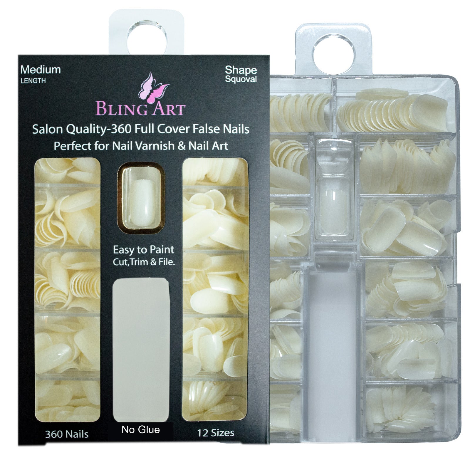Salon Bulk Pack · 3 Boxes · 1,080 Tips · Squoval · Natural | Bling Art
