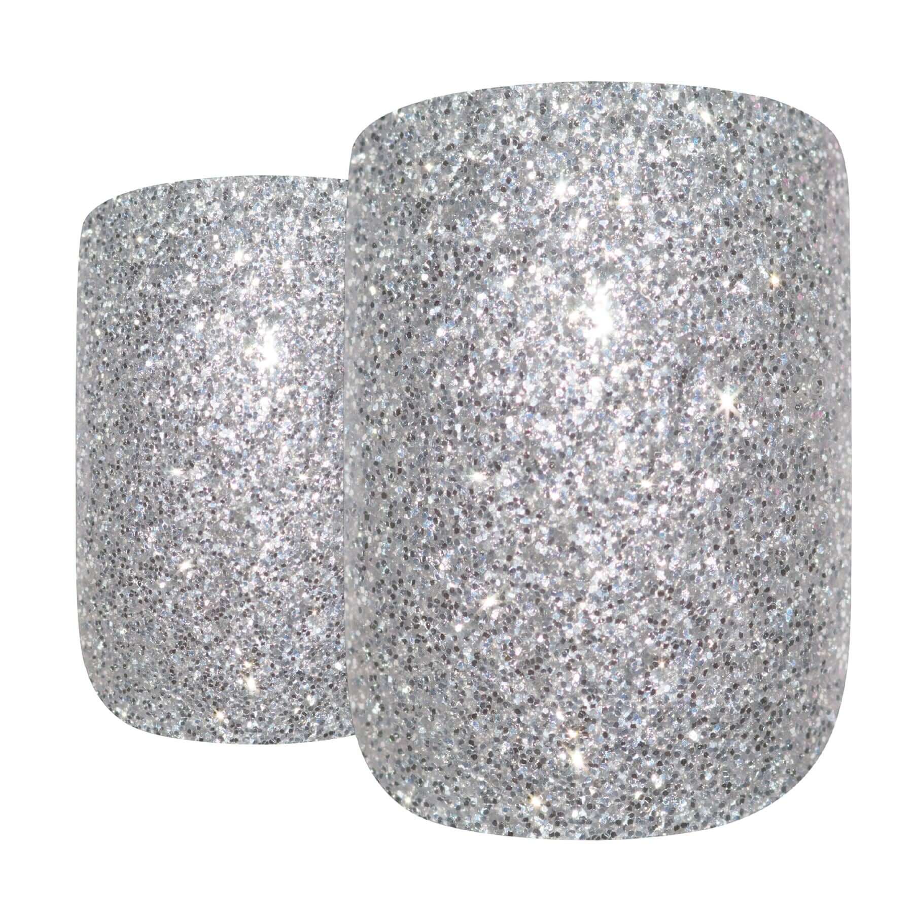 False Nails by Bling Art Silver Gel French Squoval 24 Fake Medium Acrylic Tips