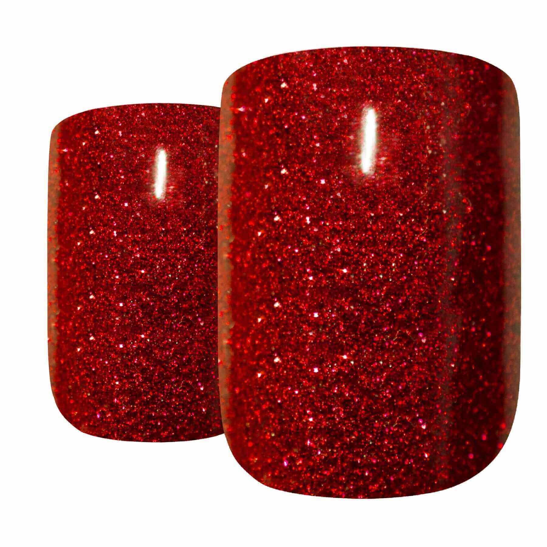 False Nails by Bling Art Red Gel French Manicure Fake Medium Tips with Glue