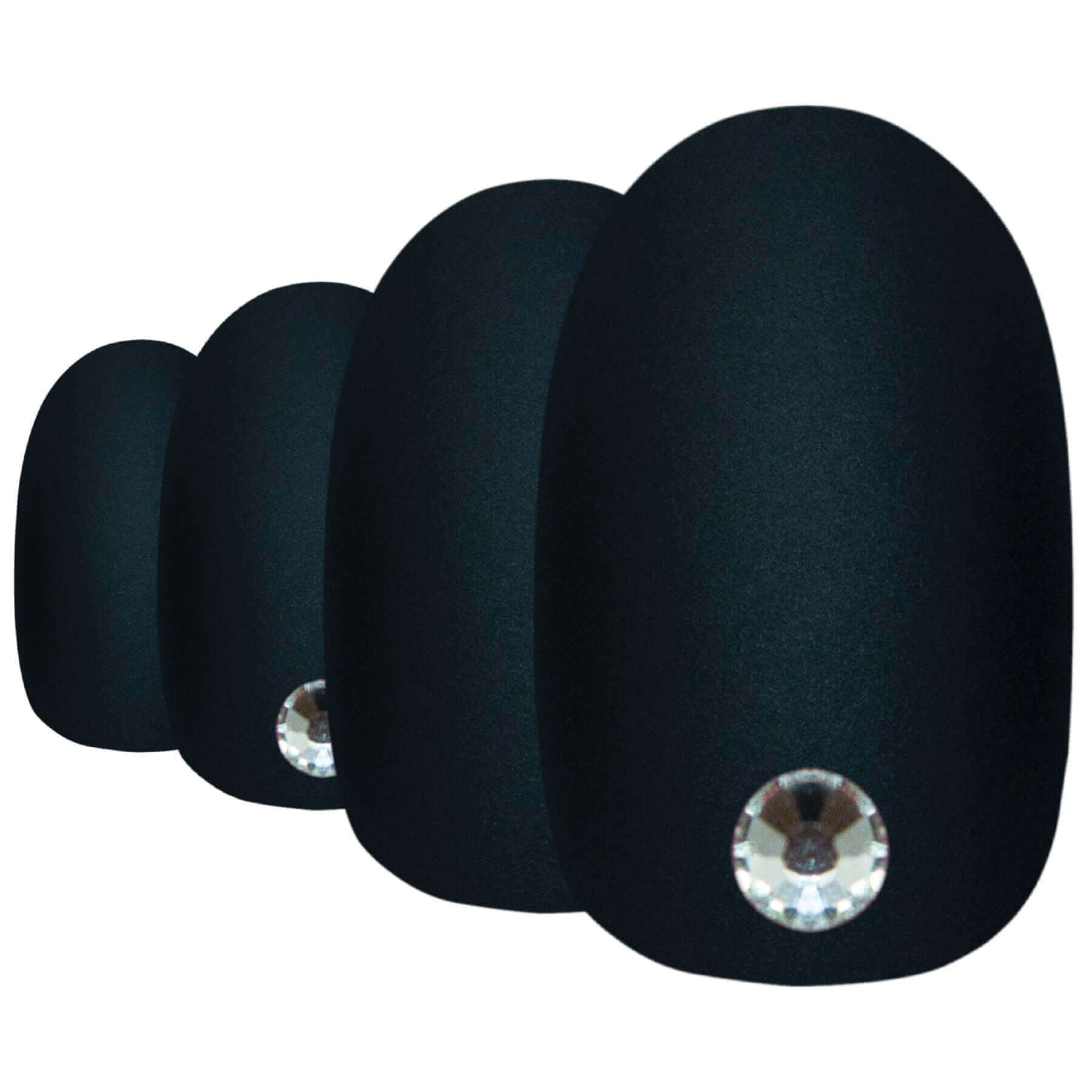 False Nails by Bling Art Black Matte Oval Medium Fake Acrylic 24 Tips with Glue