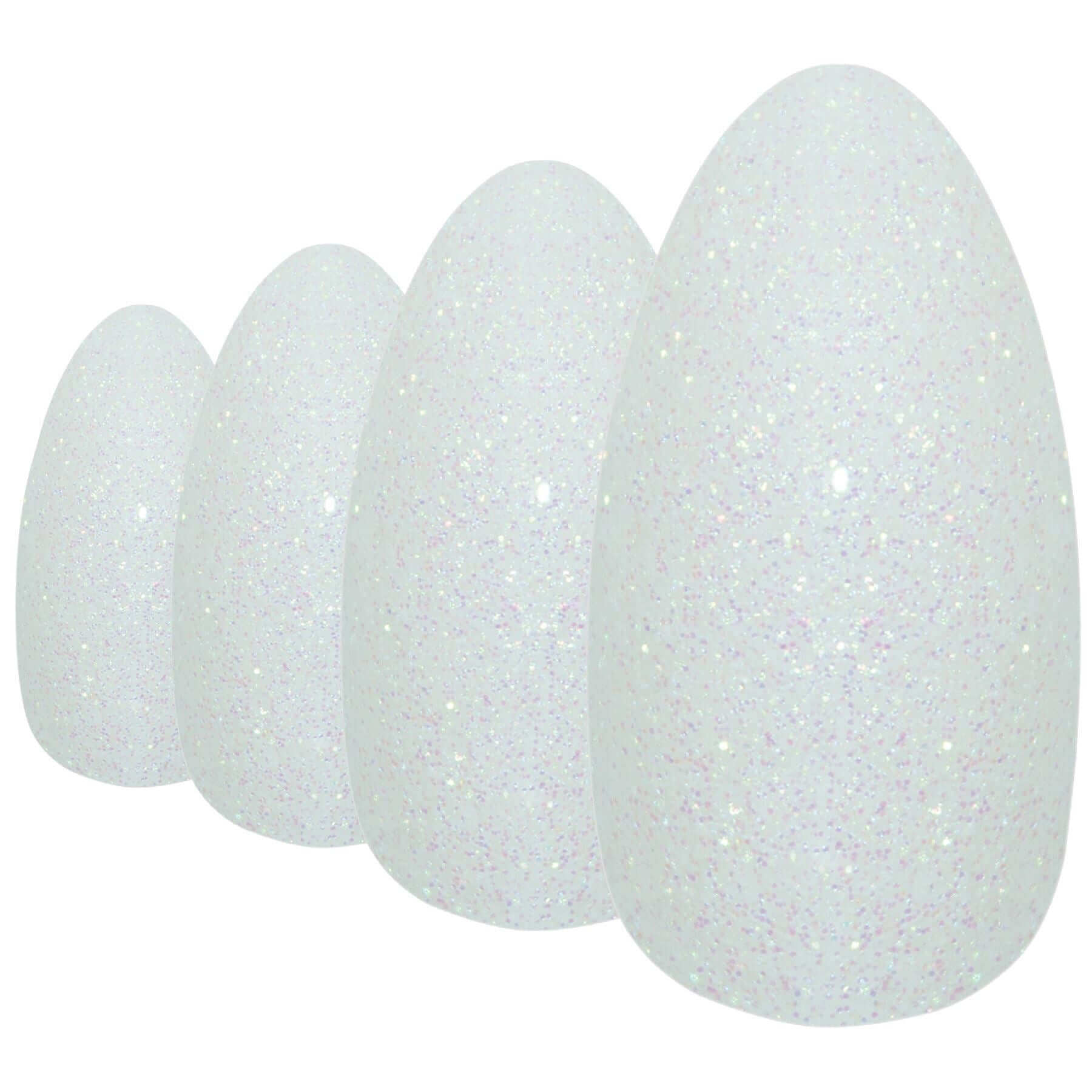 False Nails by Bling Art White Gel Almond Stiletto 24 Fake Long Acrylic Tips