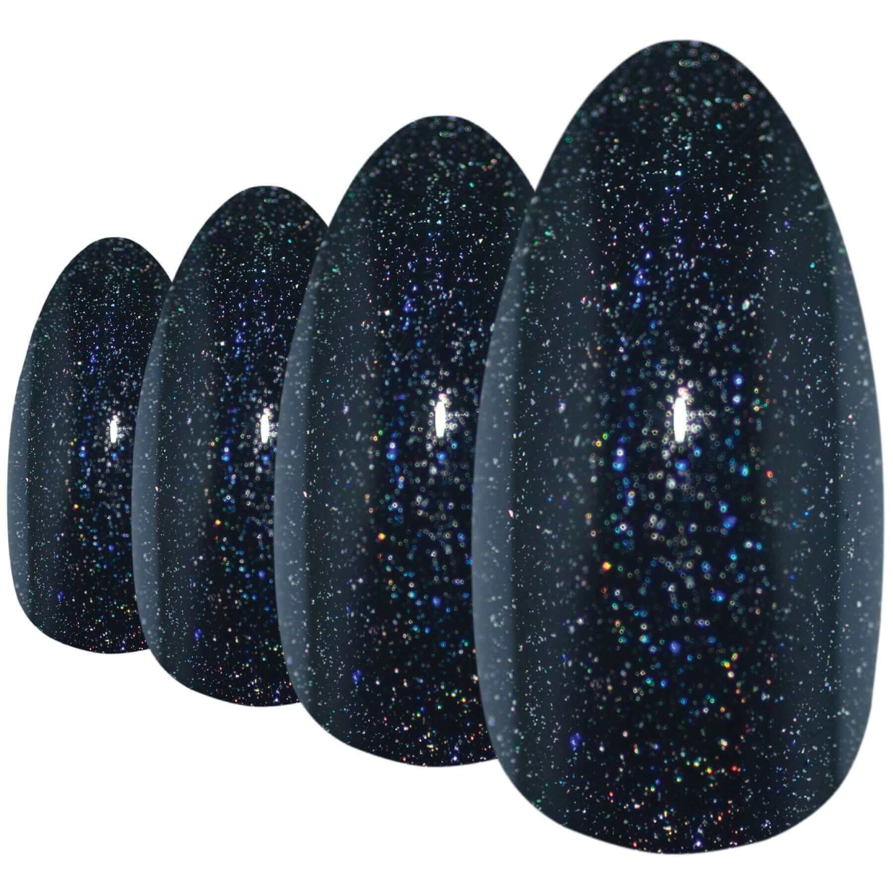 False Nails by Bling Art Black Gel Almond Stiletto 24 Fake Long Acrylic Tips