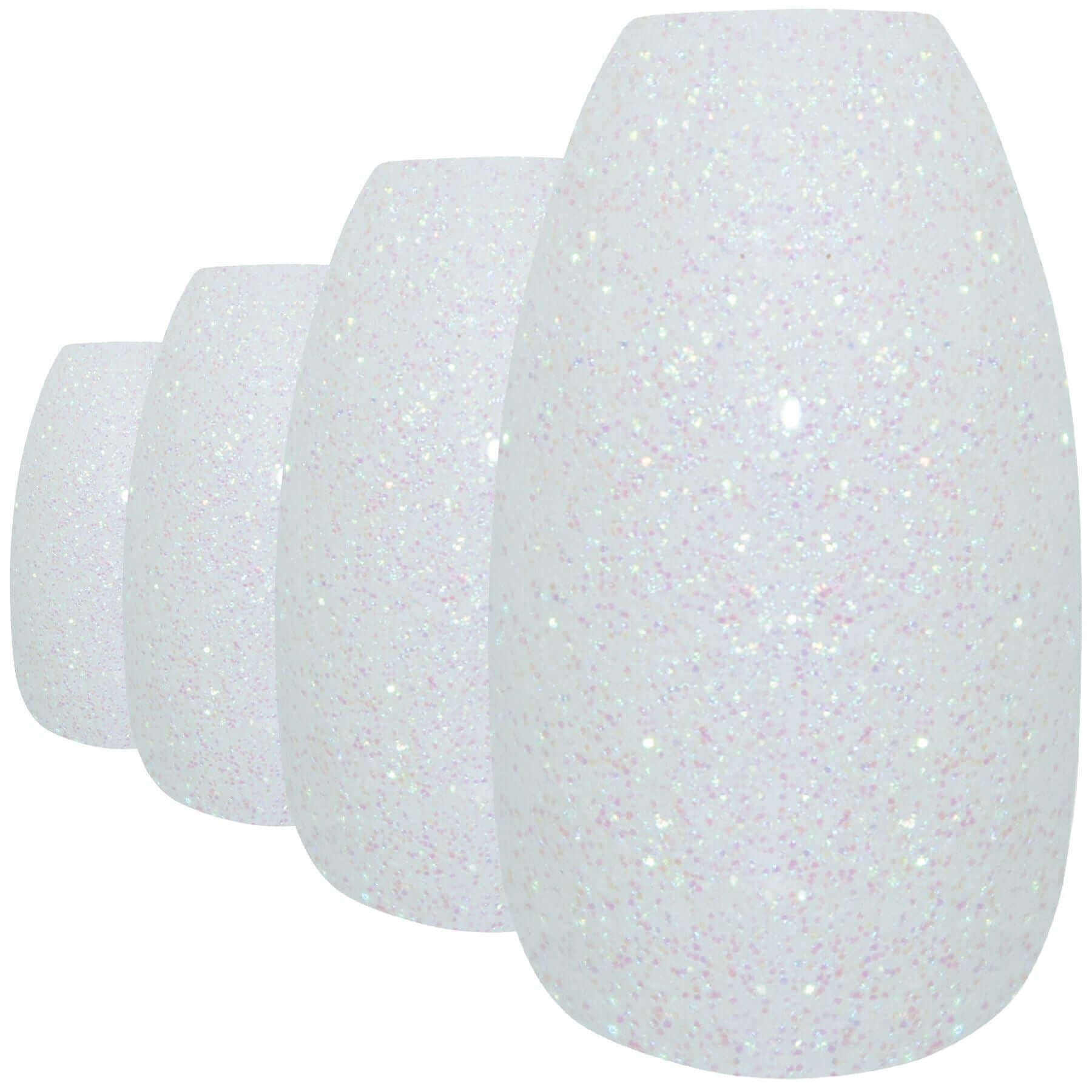 False Nails by Bling Art White Gel Ballerina Coffin 24 Fake Long Acrylic Tips