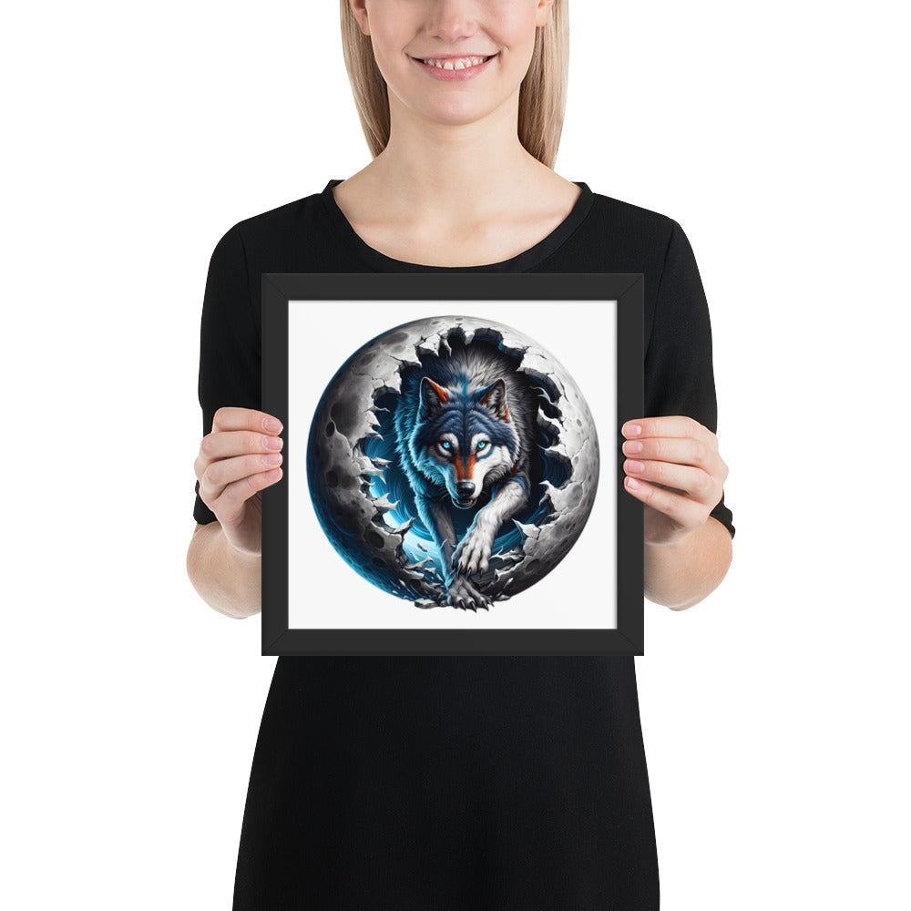 Moon Wolf Framed Poster: Digital Design for Home Decor and Wall Art