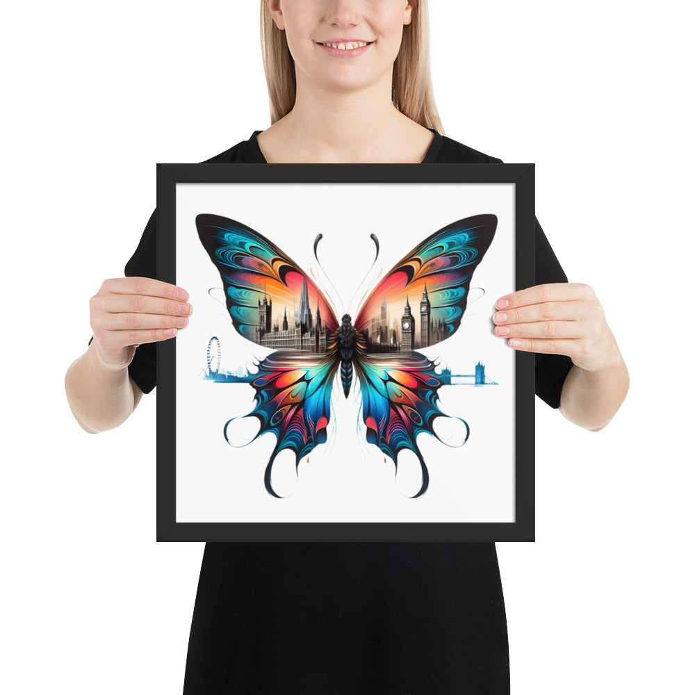 London Butterfly Framed Poster: Digital Design for Home Decor and Wall Art