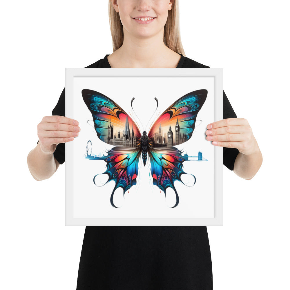 London Butterfly Framed Poster: Digital Design for Home Decor and Wall Art