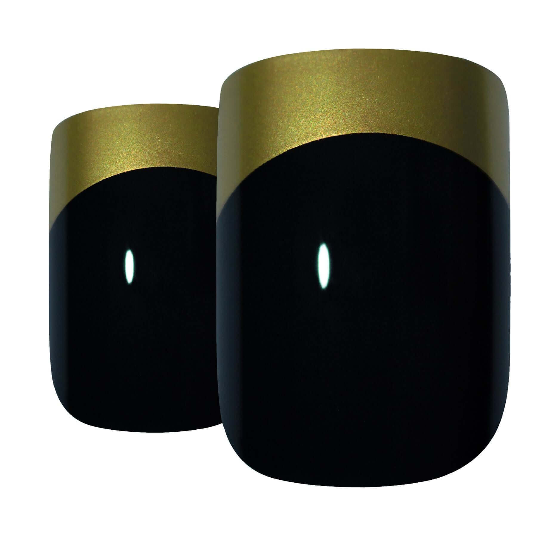 False Nails by Bling Art Gold Black French Manicure Fake Medium Tips with Glue