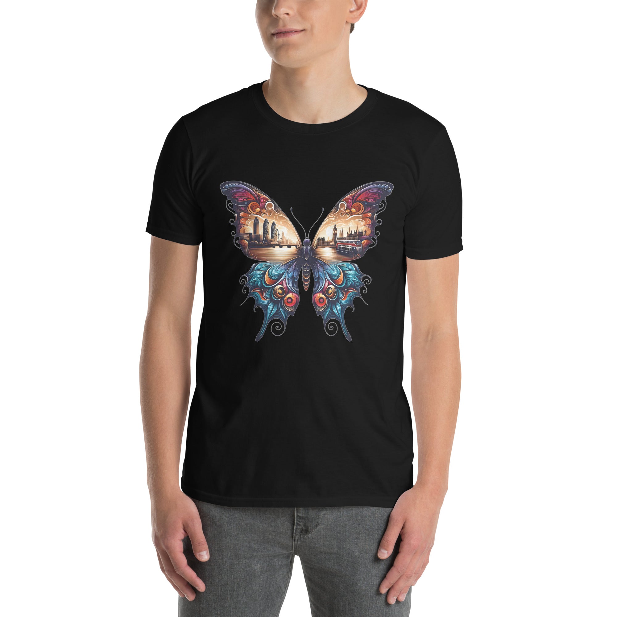 London Butterfly - Cityscape Art Apparel Short-Sleeve Unisex T-Shirt