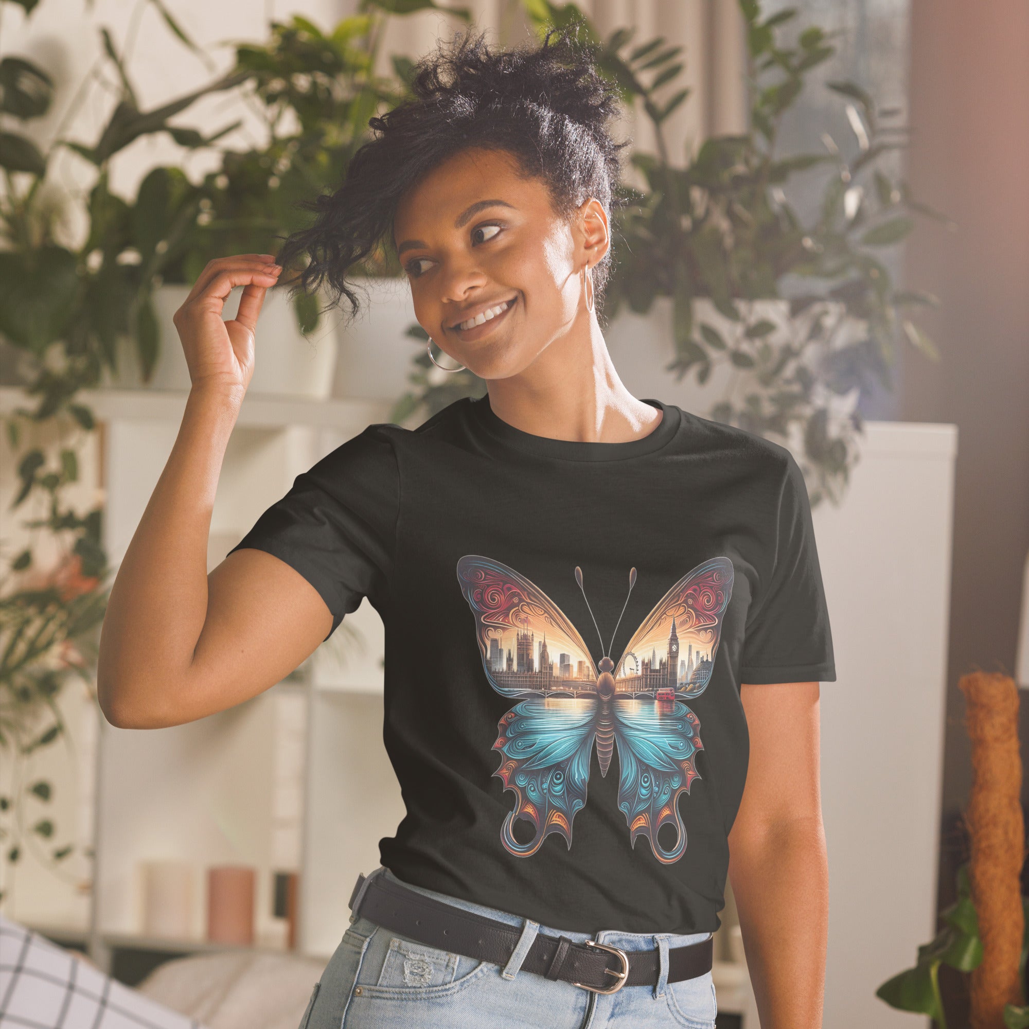 London Butterfly - Cityscape Art Apparel Short-Sleeve Unisex T-Shirt