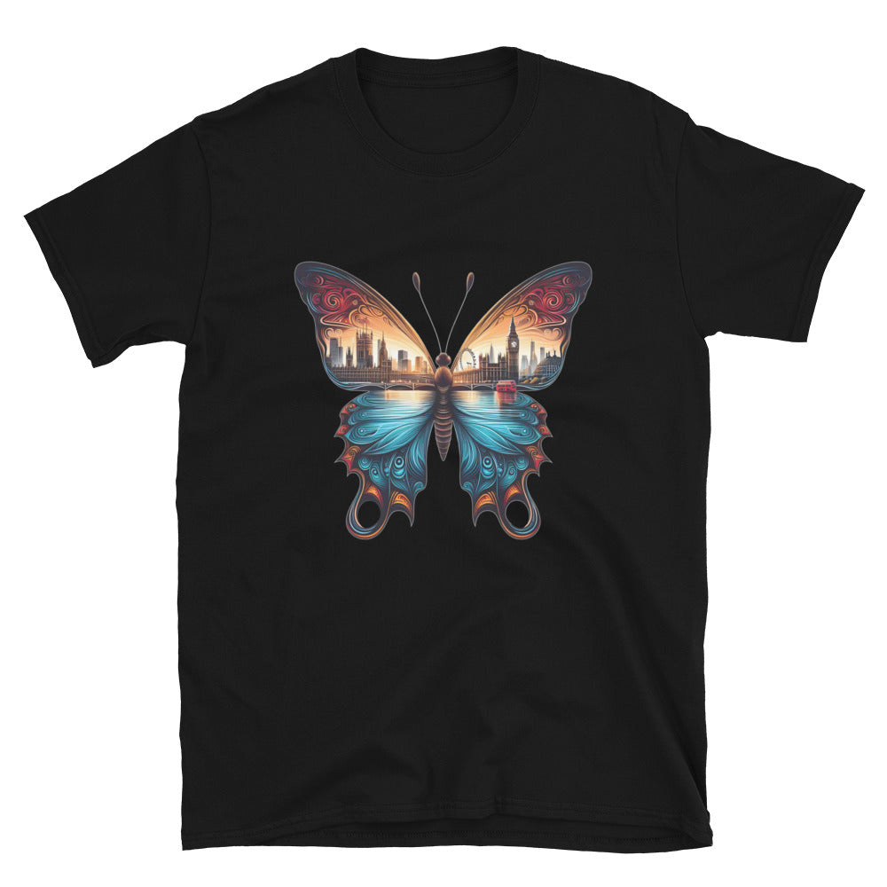 London Butterfly - Cityscape Art Apparel Short-Sleeve Unisex T-Shirt