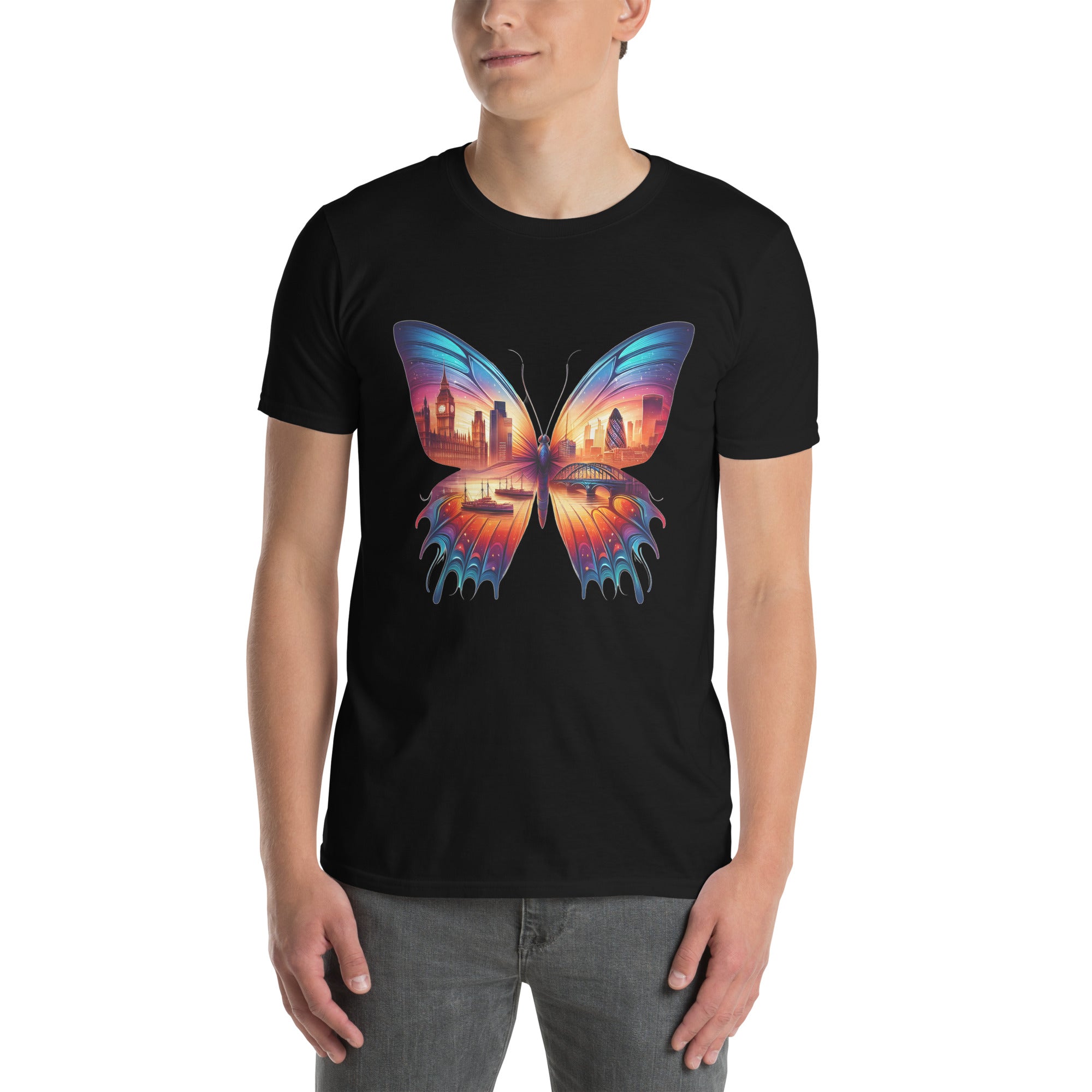 London Butterfly - Cityscape Art Apparel Short-Sleeve Unisex T-Shirt