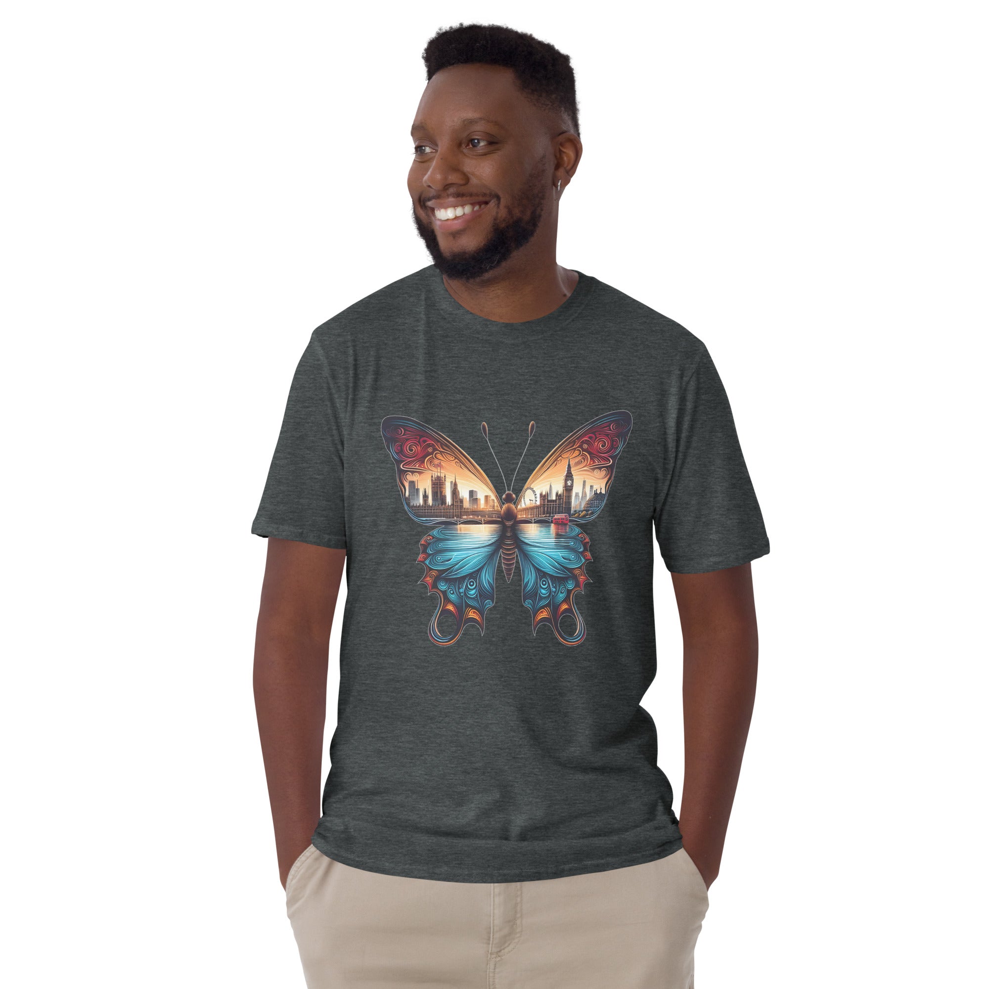 London Butterfly - Cityscape Art Apparel Short-Sleeve Unisex T-Shirt