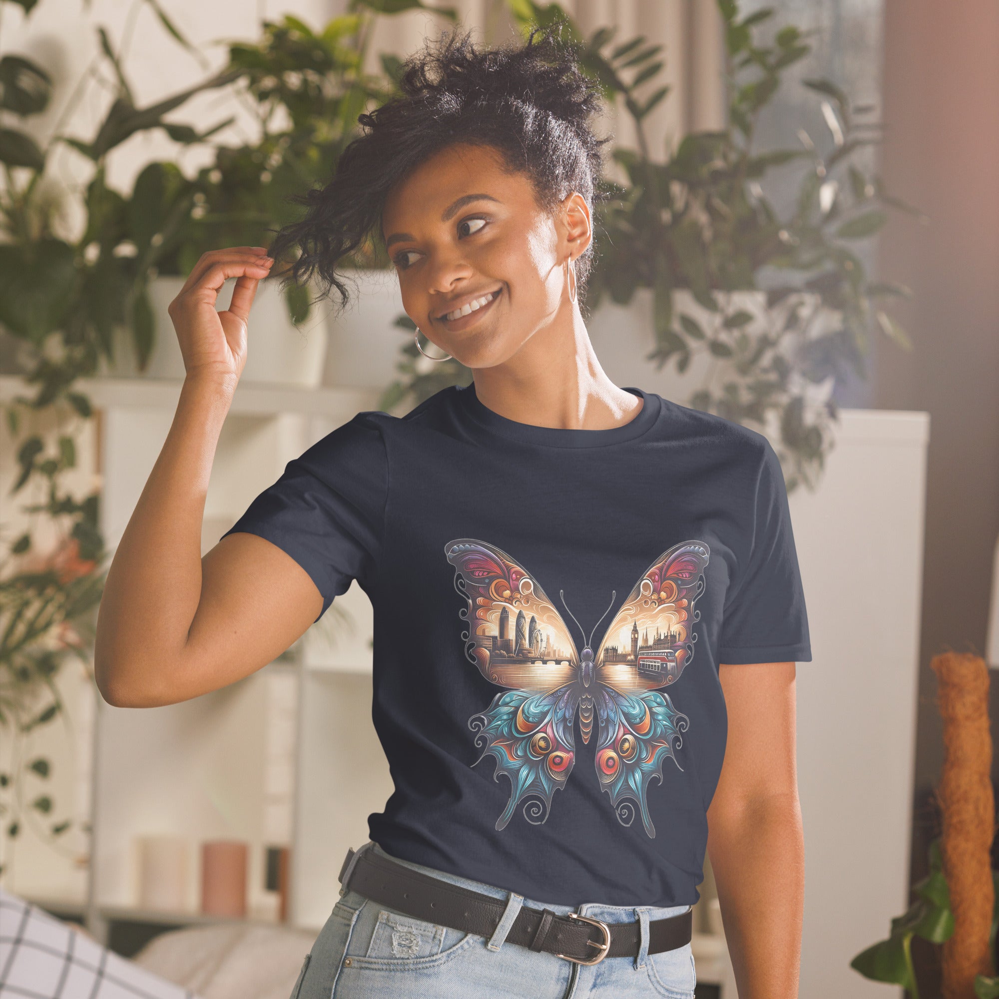 London Butterfly - Cityscape Art Apparel Short-Sleeve Unisex T-Shirt