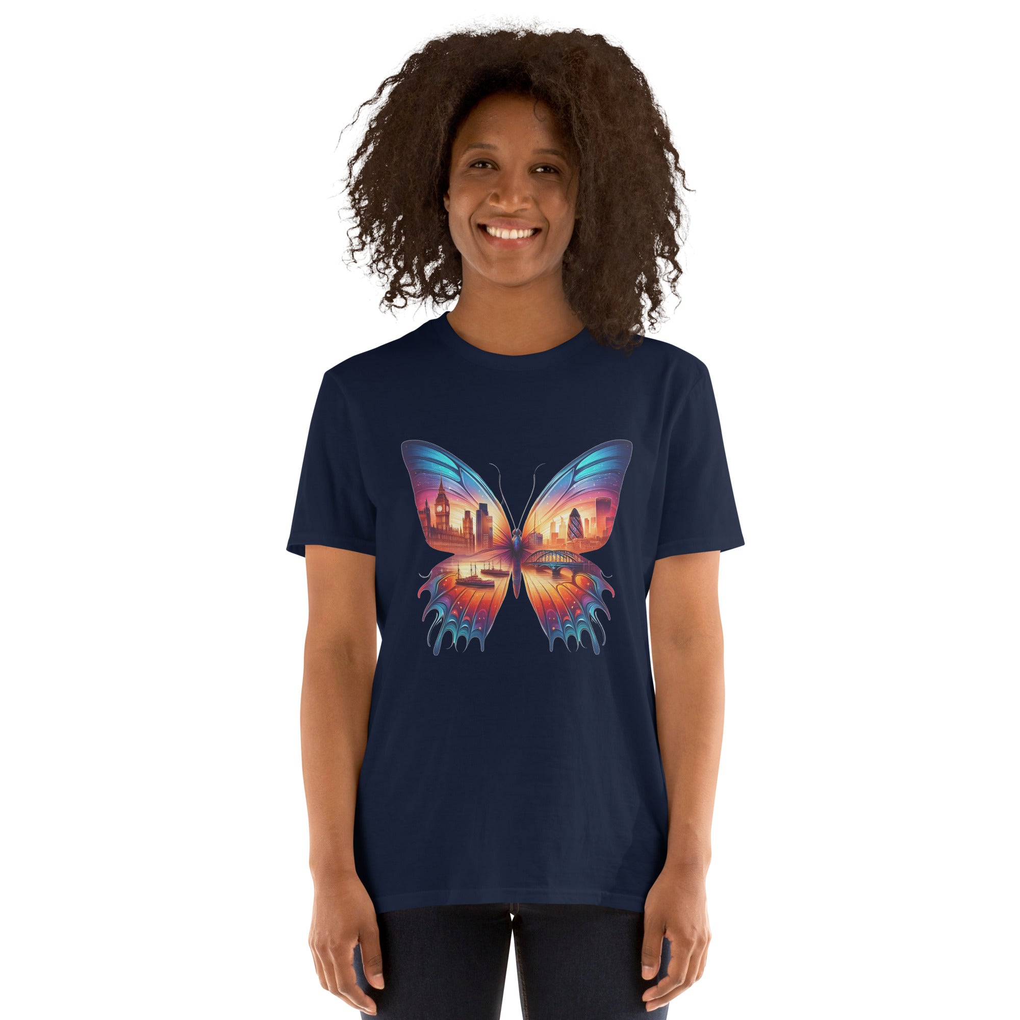 London Butterfly - Cityscape Art Apparel Short-Sleeve Unisex T-Shirt