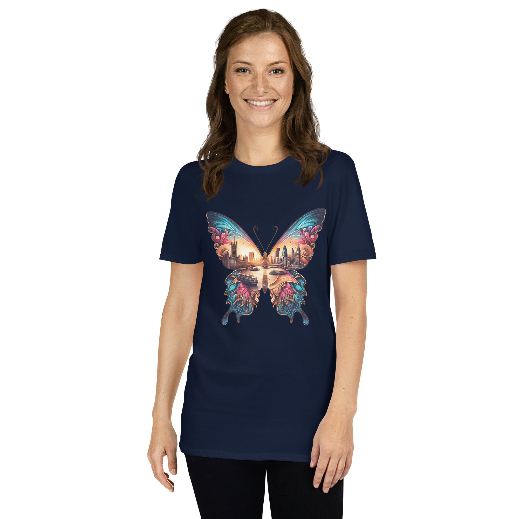 London Butterfly - Cityscape Art Apparel Short-Sleeve Unisex T-Shirt