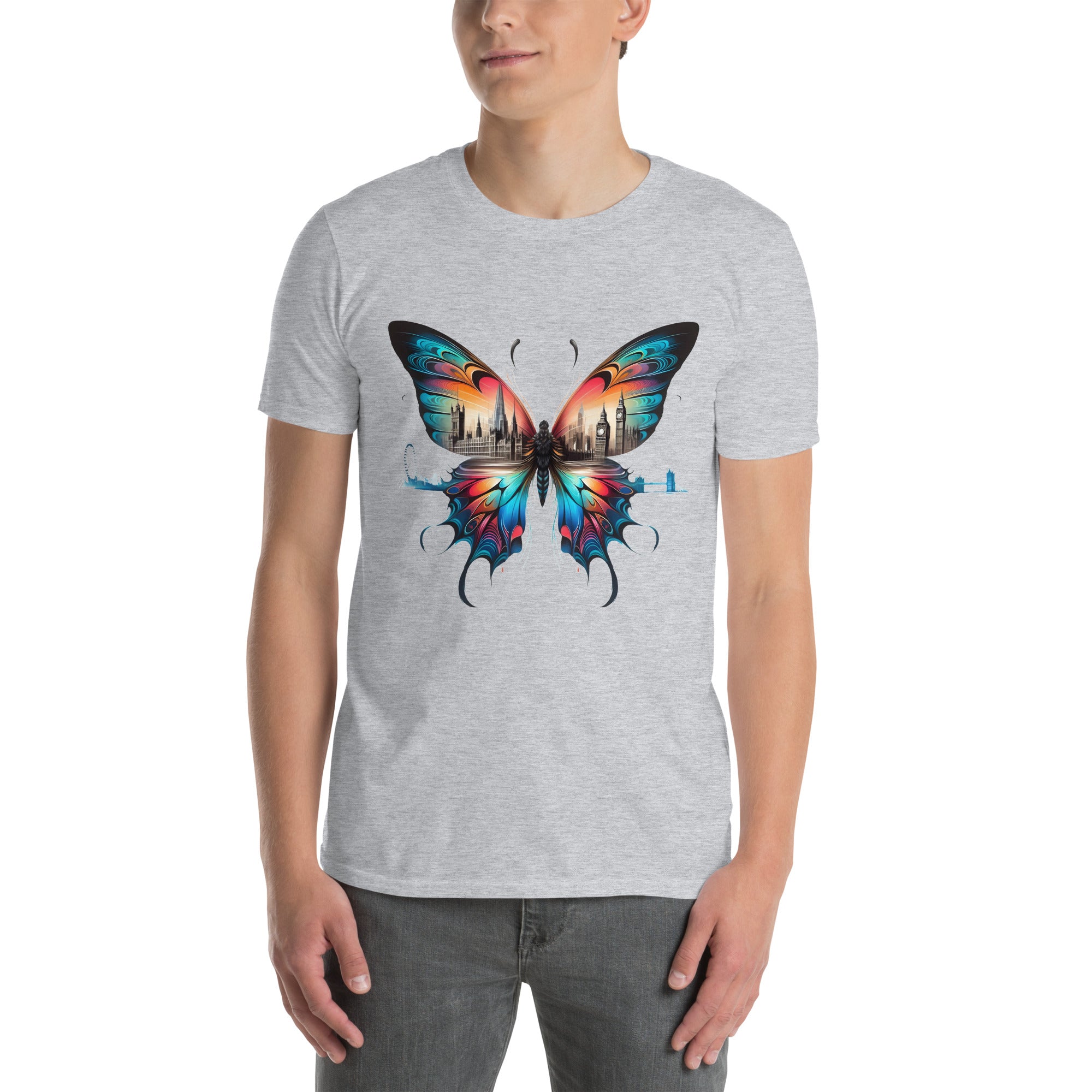 London Butterfly - Cityscape Art Apparel Short-Sleeve Unisex T-Shirt