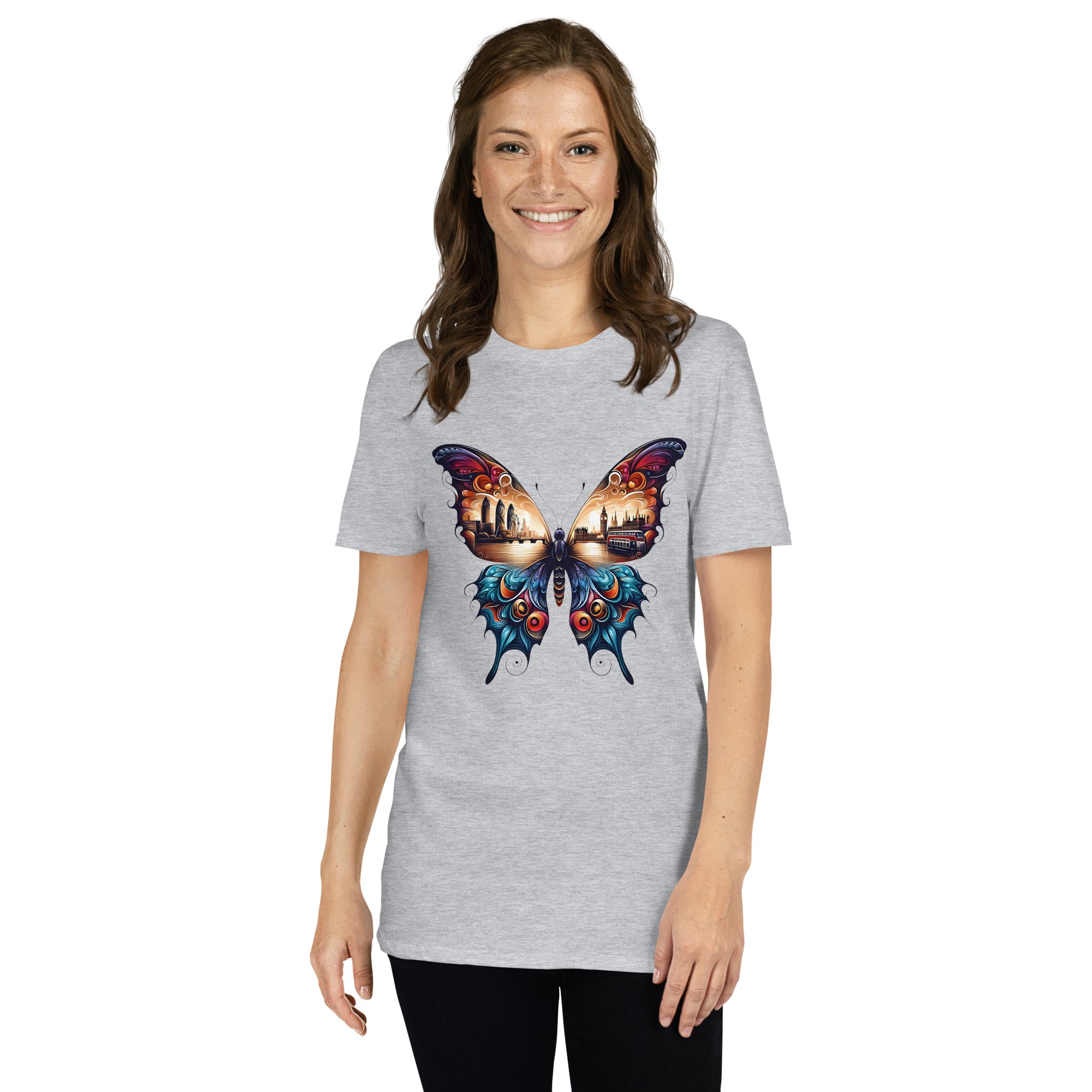 London Butterfly - Cityscape Art Apparel Short-Sleeve Unisex T-Shirt