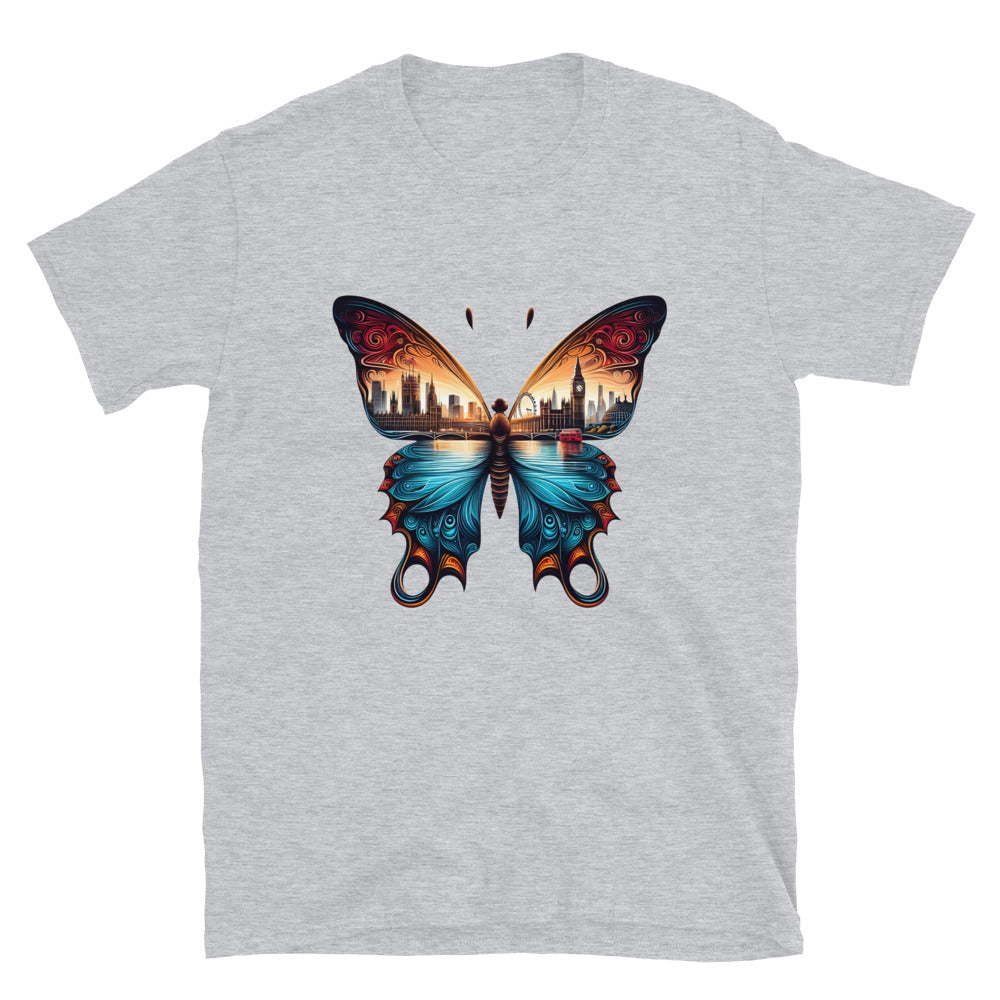 London Butterfly - Cityscape Art Apparel Short-Sleeve Unisex T-Shirt