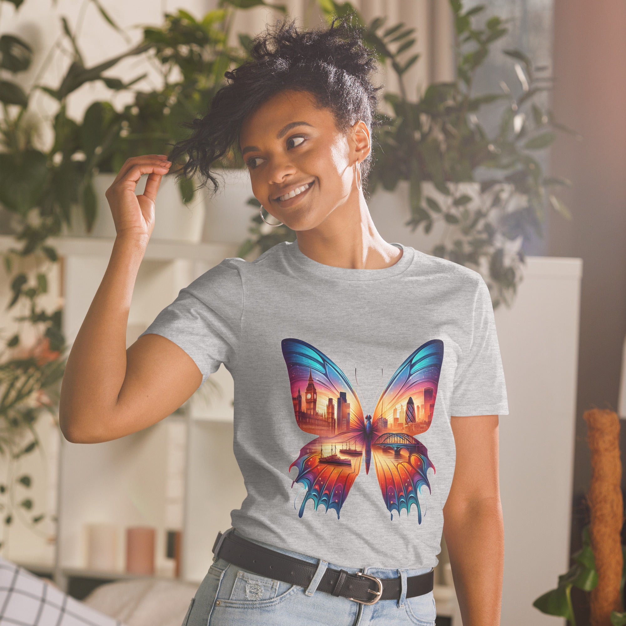 London Butterfly - Cityscape Art Apparel Short-Sleeve Unisex T-Shirt