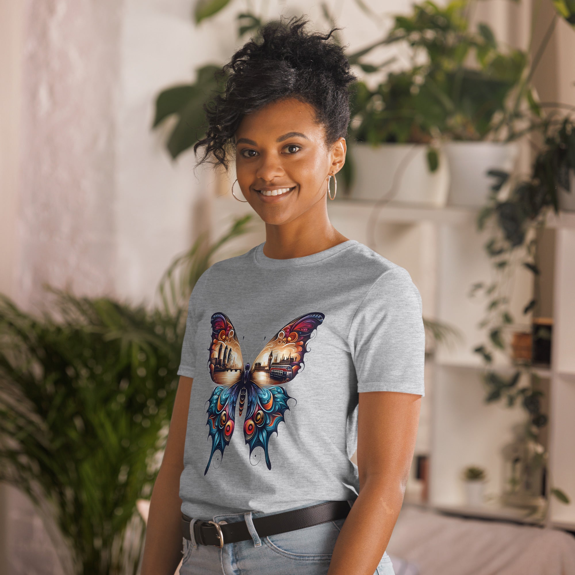 London Butterfly - Cityscape Art Apparel Short-Sleeve Unisex T-Shirt