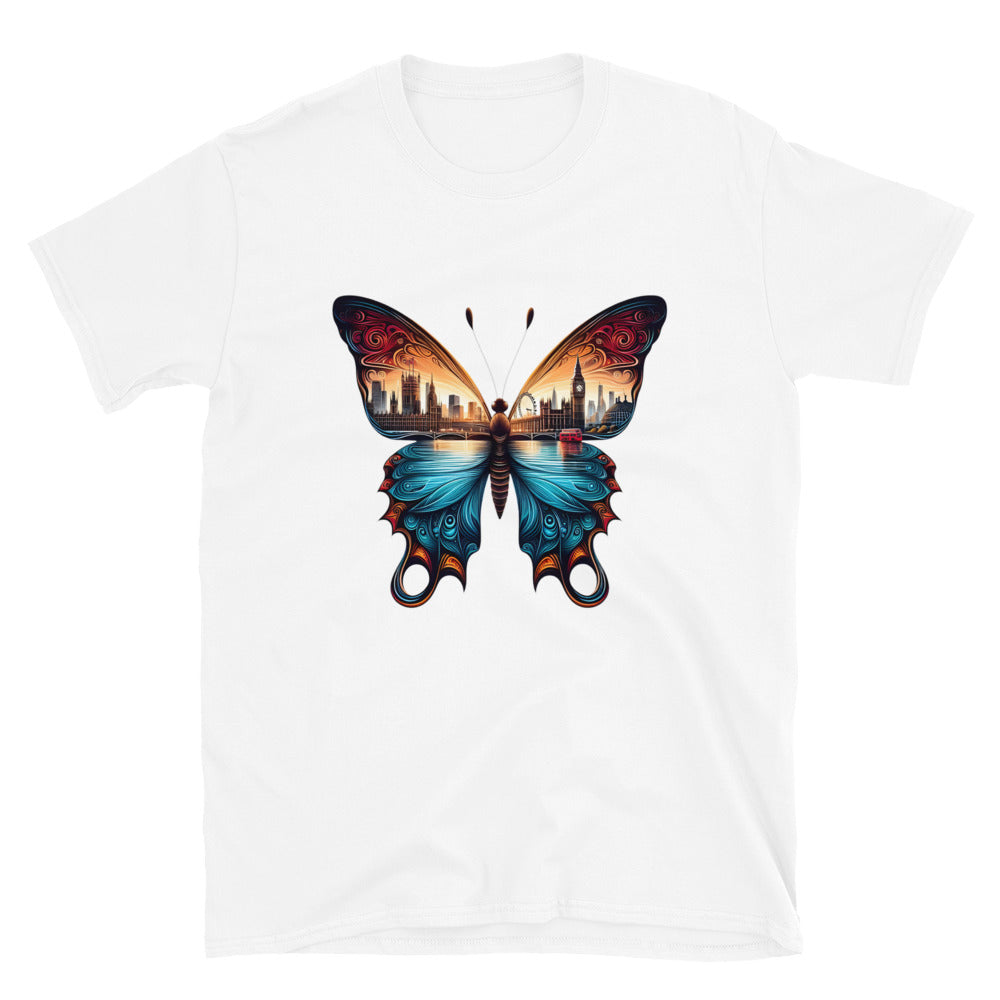 London Butterfly - Cityscape Art Apparel Short-Sleeve Unisex T-Shirt