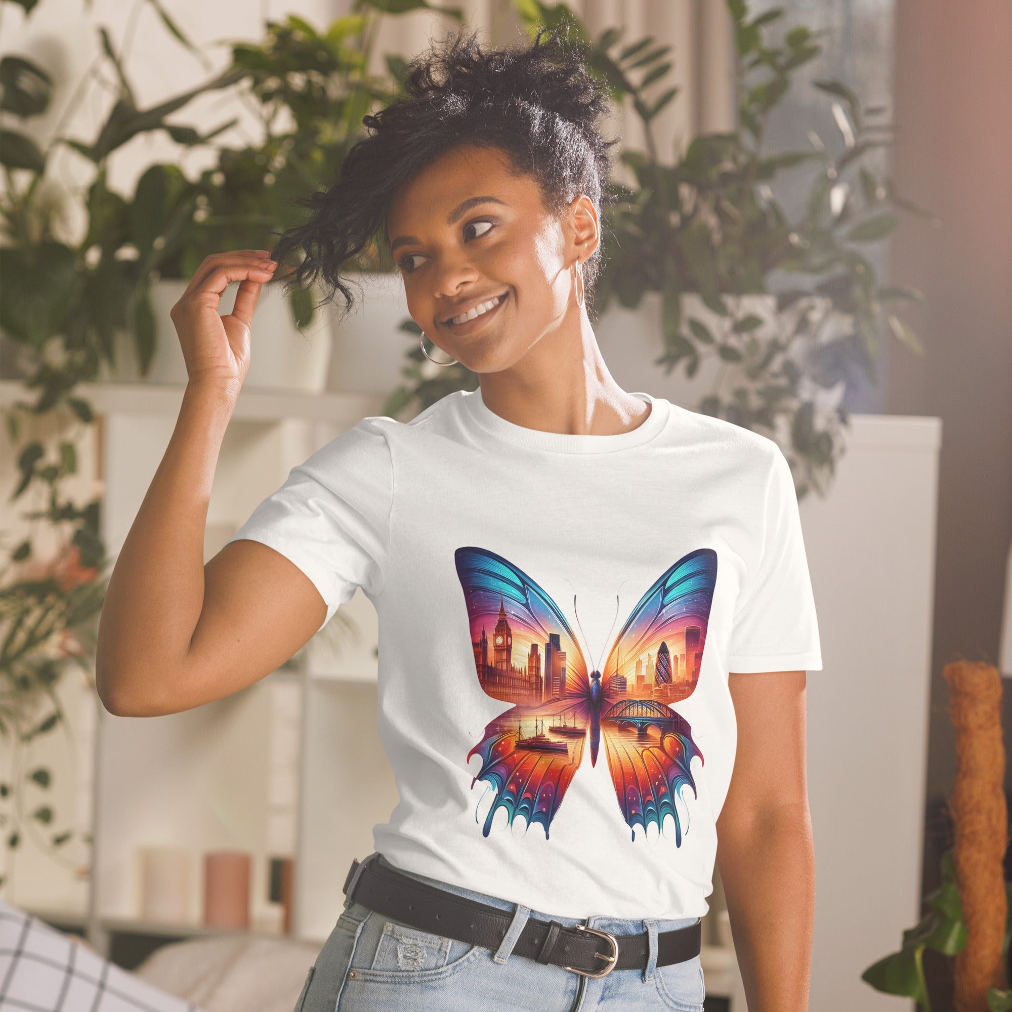 London Butterfly - Cityscape Art Apparel Short-Sleeve Unisex T-Shirt