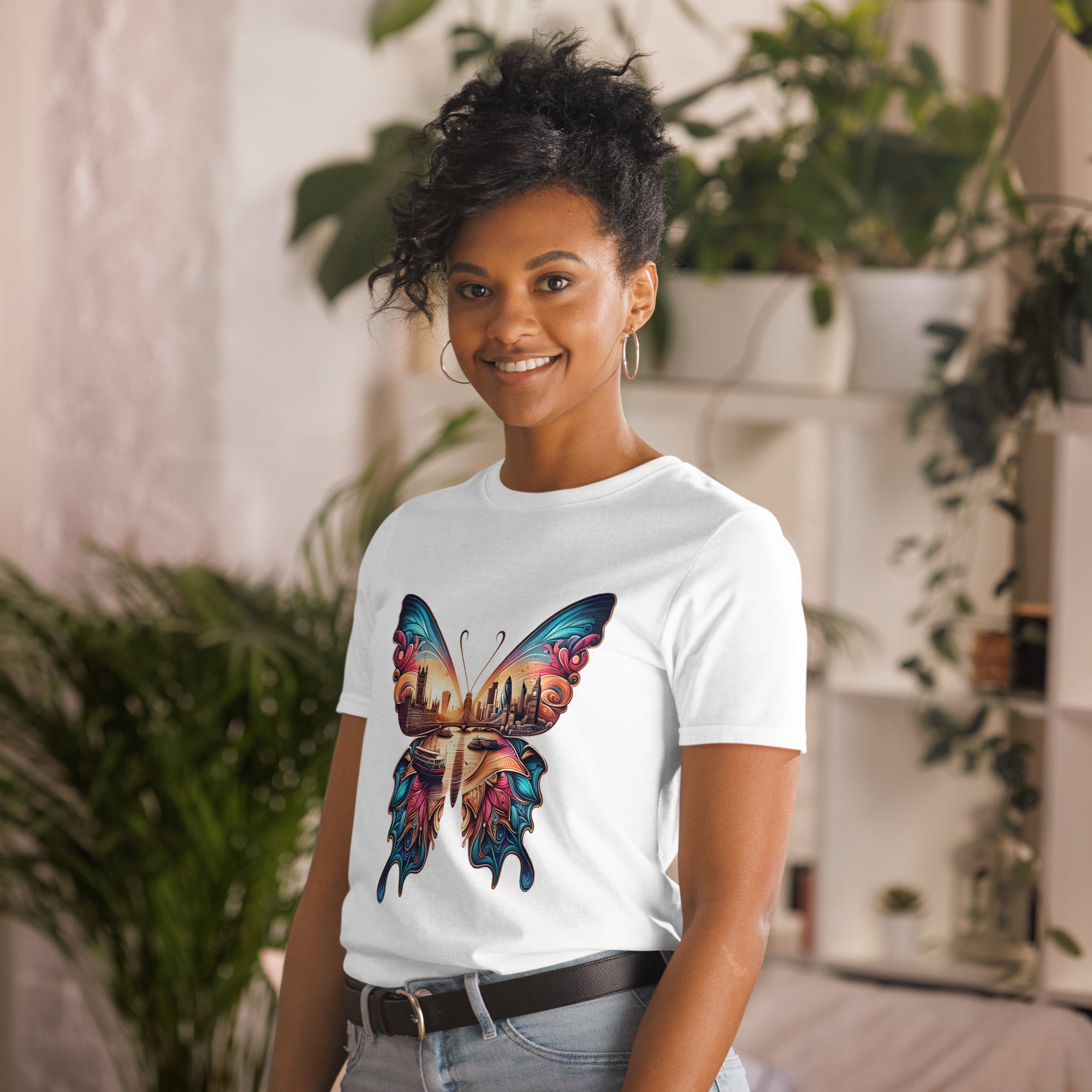 London Butterfly - Cityscape Art Apparel Short-Sleeve Unisex T-Shirt