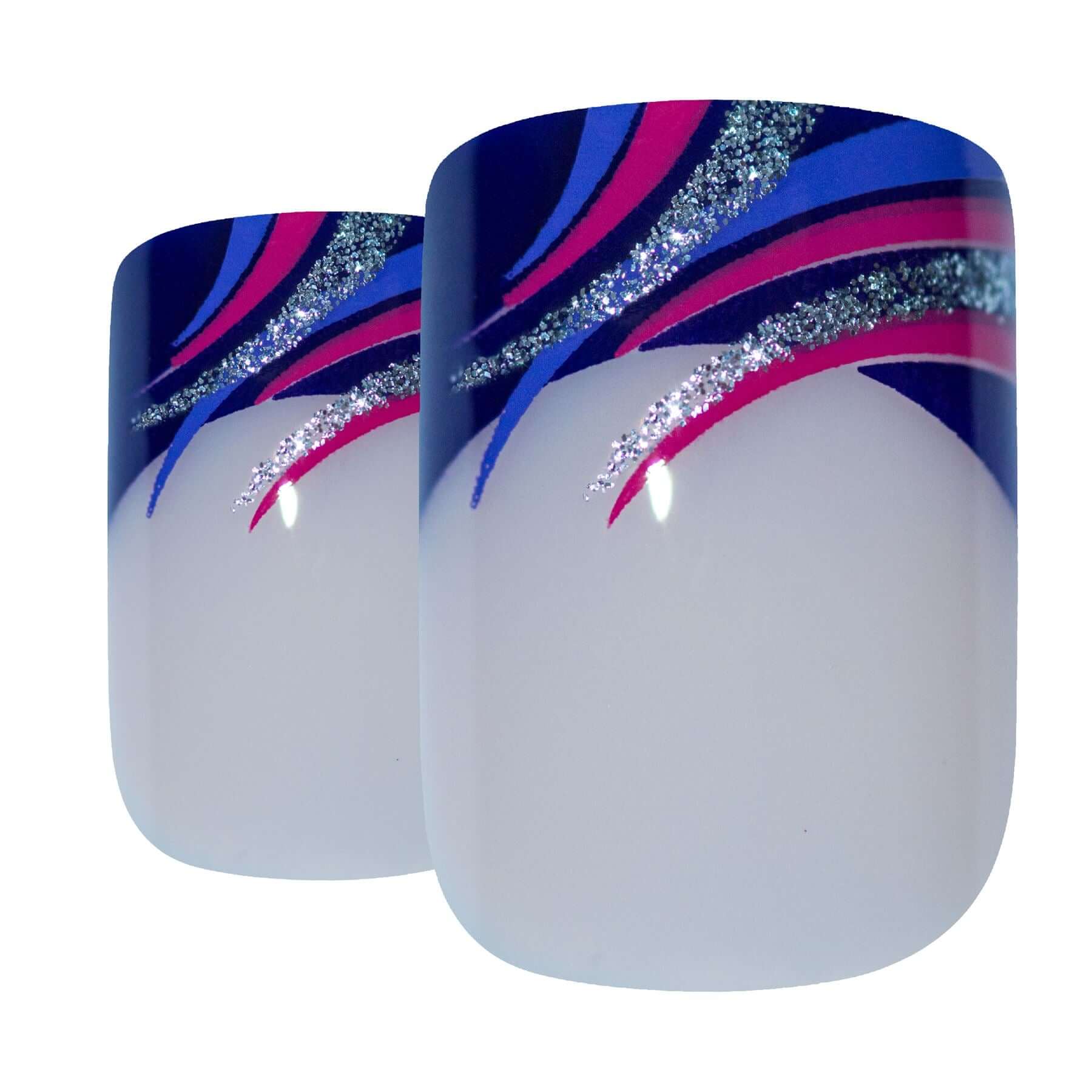 False Nails Bling Art Glitter Purple French Manicure Fake Medium Tips with Glue