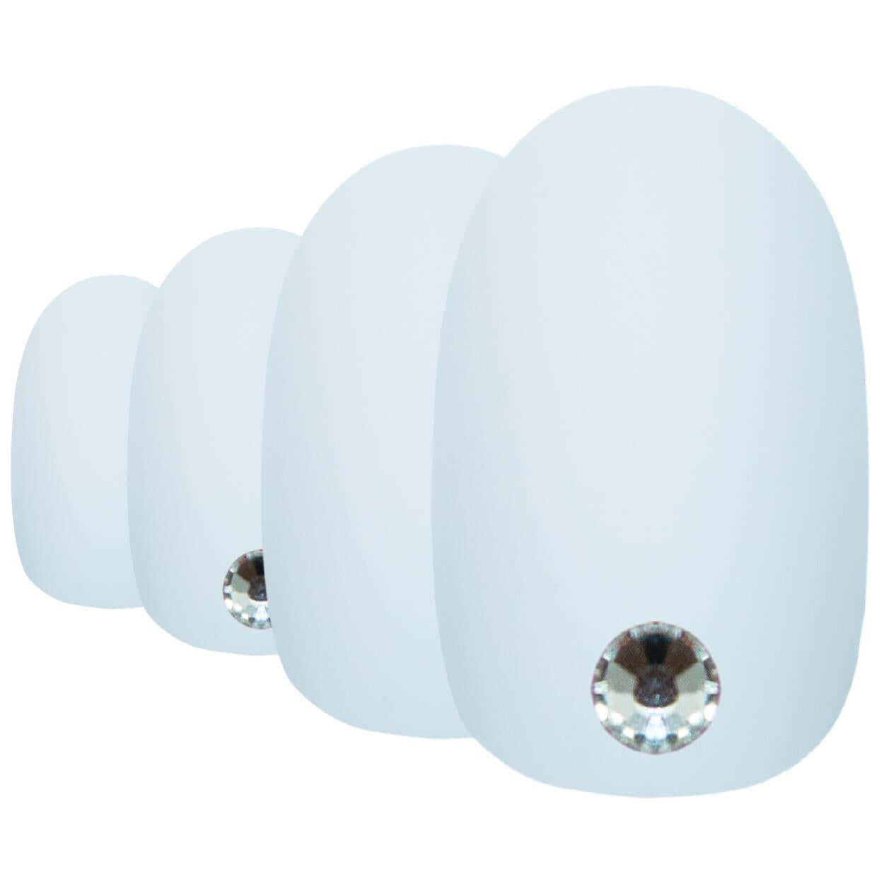 False Nails by Bling Art White Matte Oval Medium Bling Art Fake Acrylic 24 Tips 2g Glue