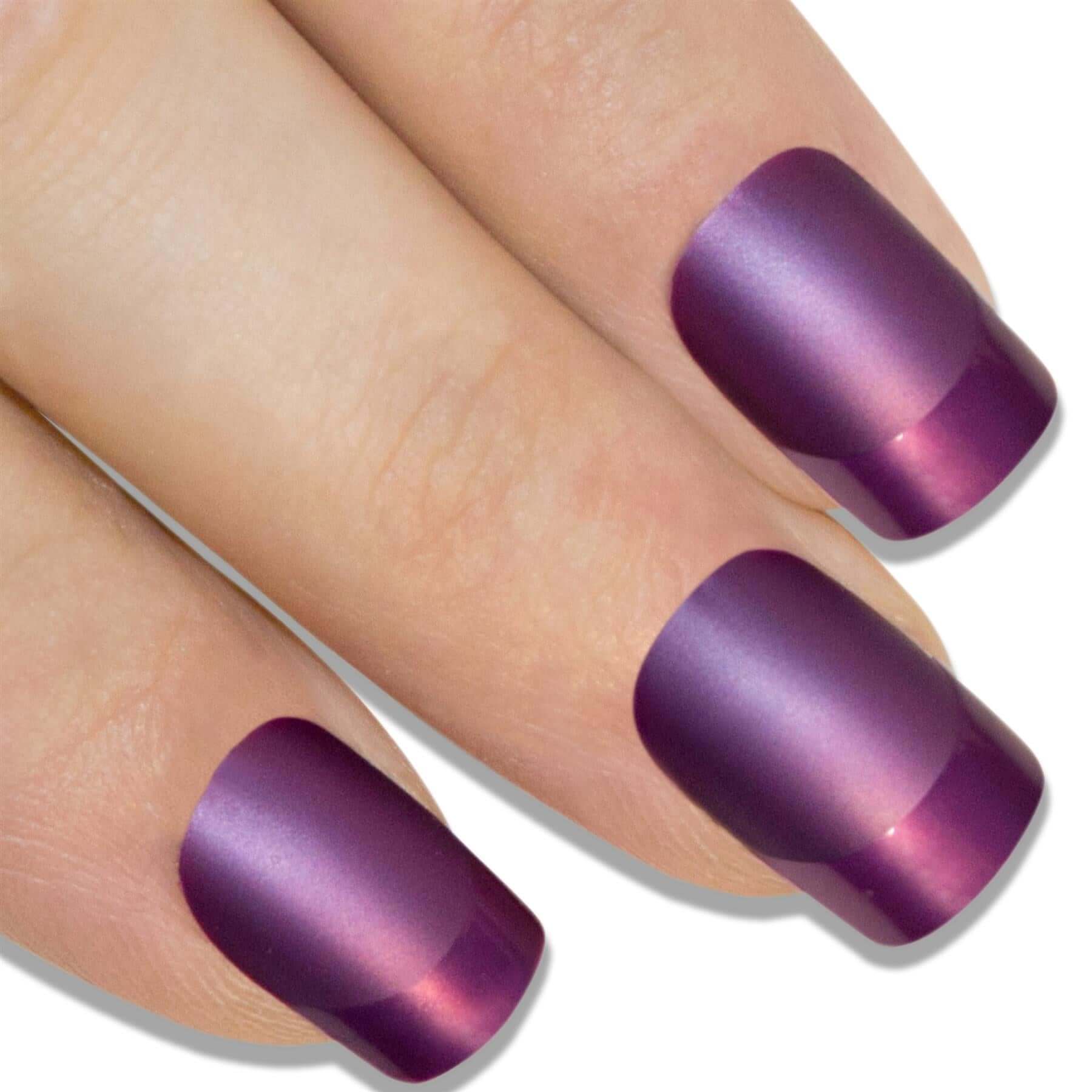 False Nails by Bling Art Purple Matte French Manicure Fake Medium Tips with Glue