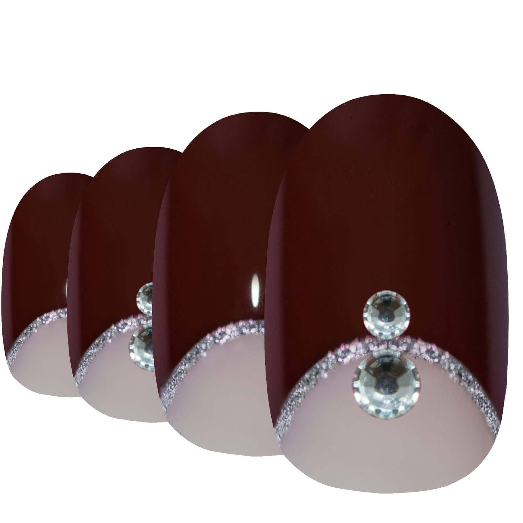 False Nails by Bling Art Red Brown Crystal Polished Oval Medium Fake Nail Tips